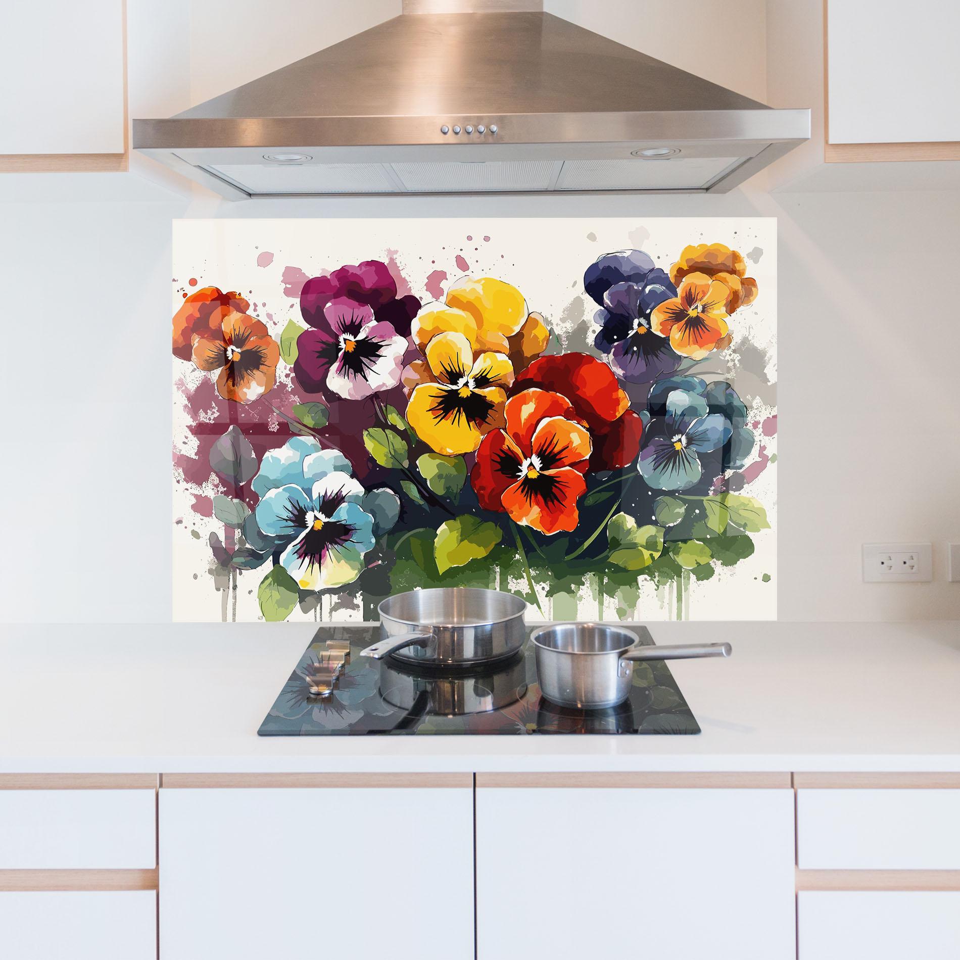Panel Szklany do Kuchni Mix Paint Flowers mockup 5