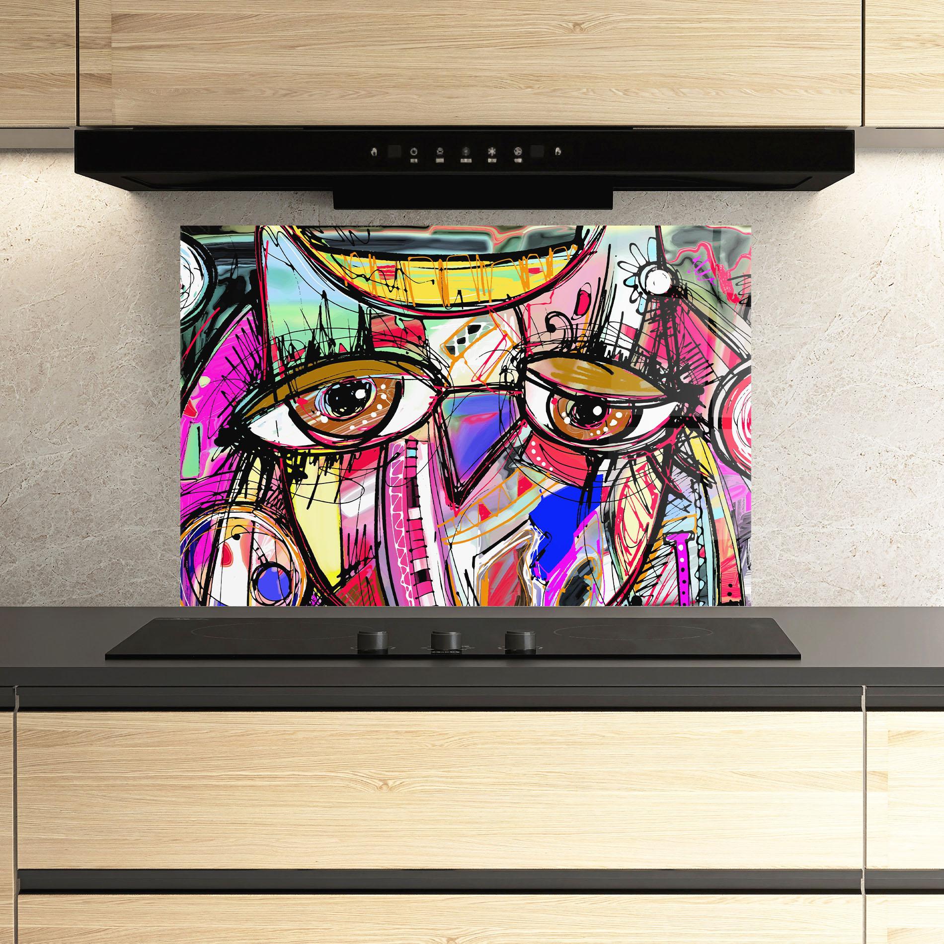 Panel Szklany do Kuchni Color Mix Eyes mockup 3