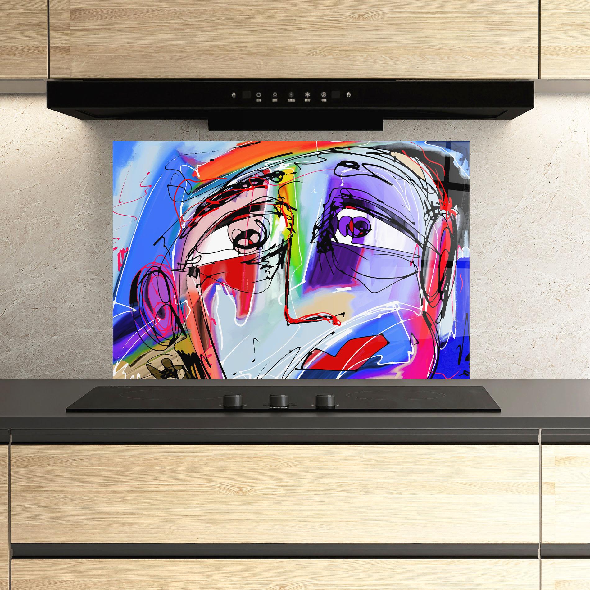 Panel Szklany do Kuchni Color Mix Face mockup 3