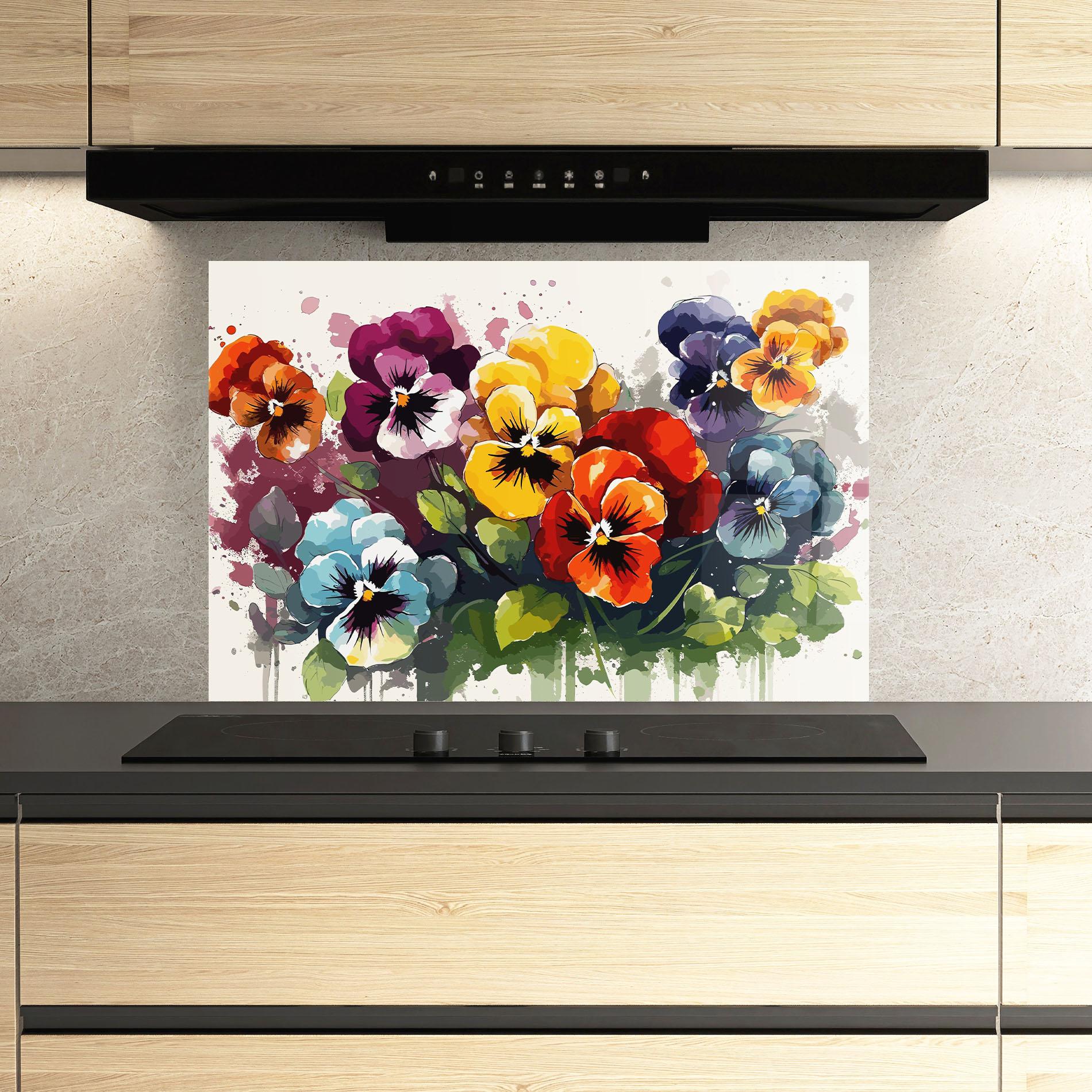 Panel Szklany do Kuchni Mix Paint Flowers mockup 3