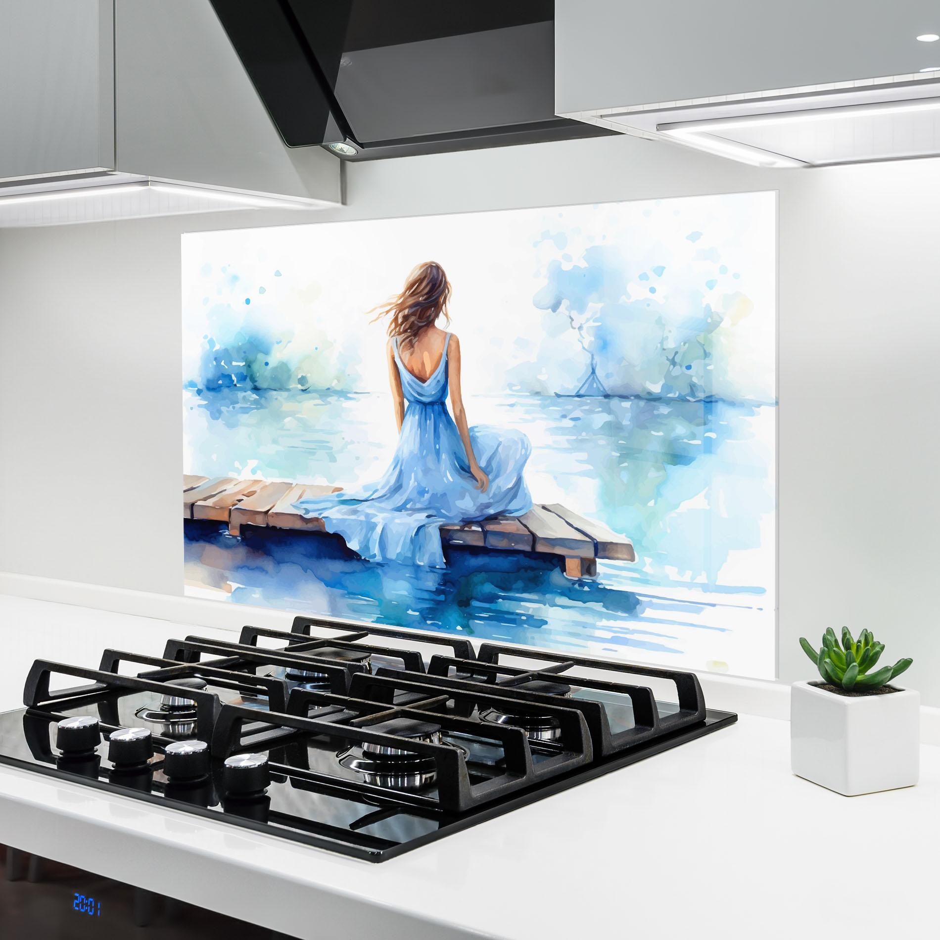 Panel Szklany do Kuchni Lake Blue Woman mockup 6