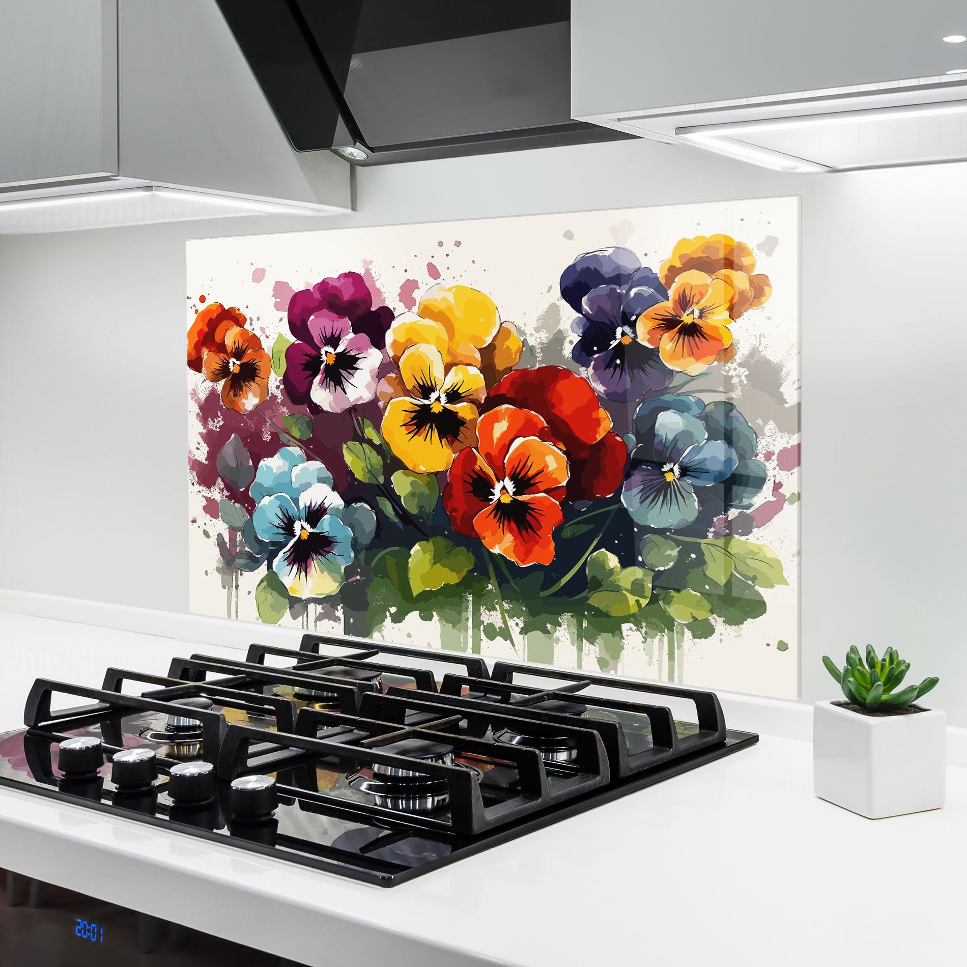 Panel Szklany do Kuchni Mix Paint Flowers mockup 6