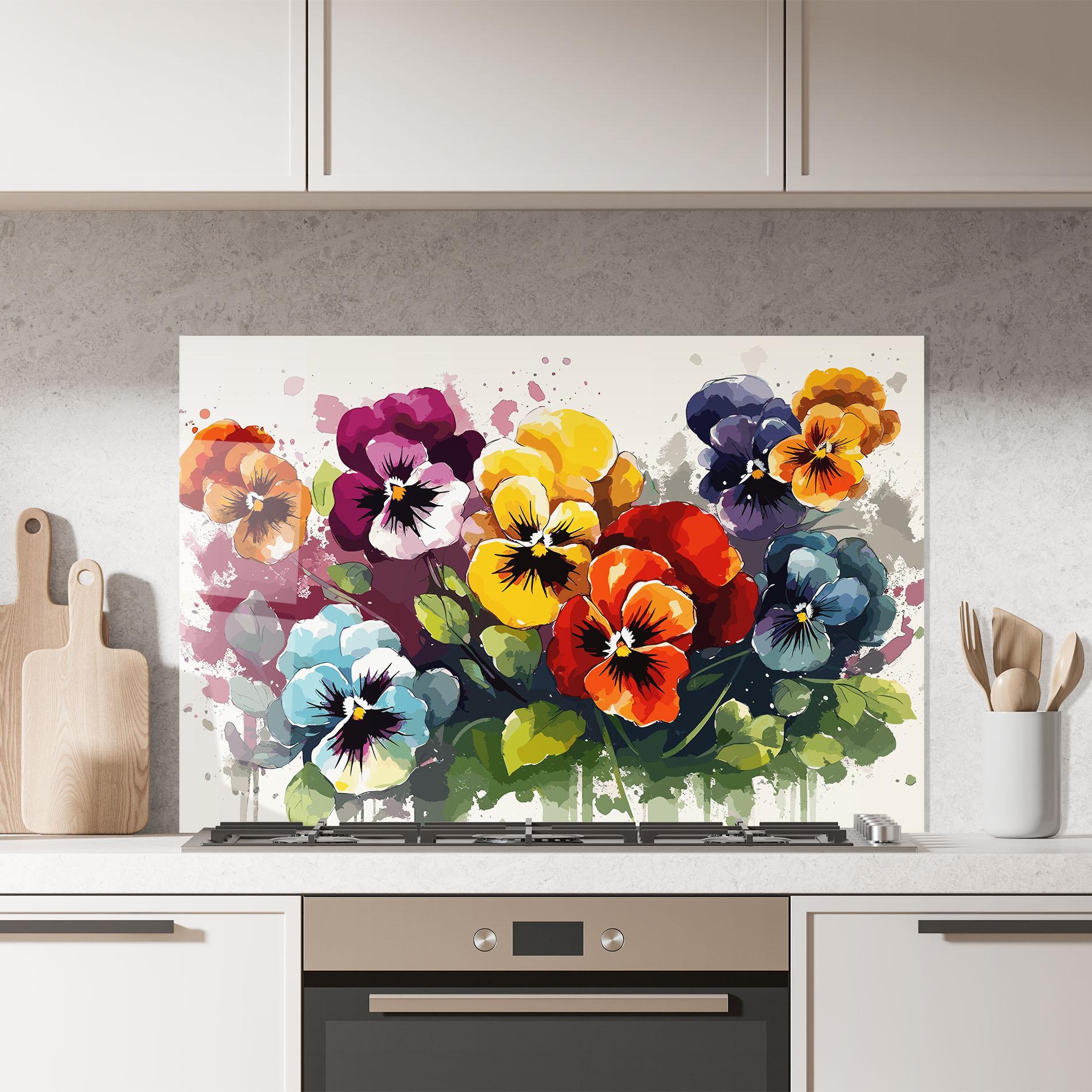 Panel Szklany do Kuchni Mix Paint Flowers mockup 7