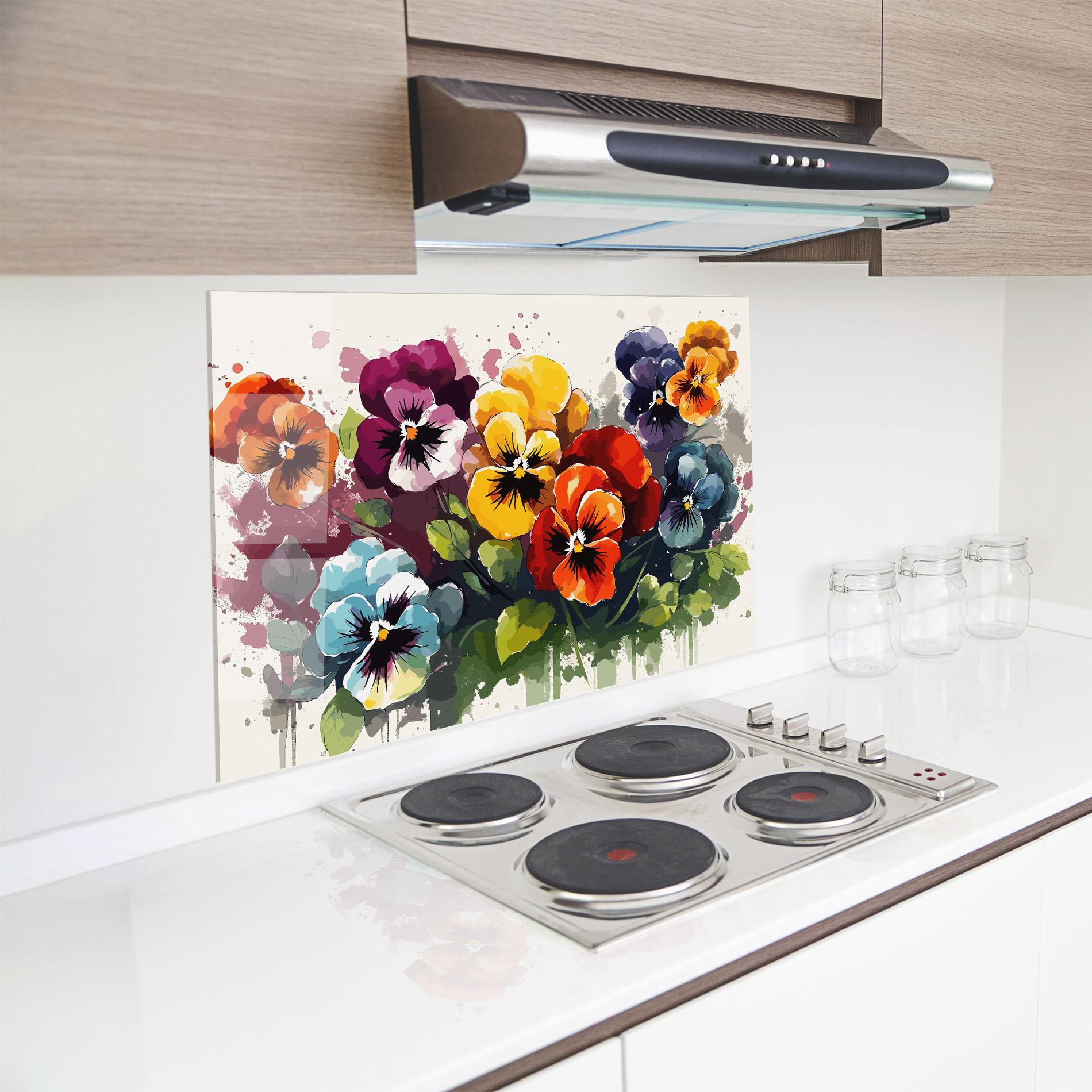 Panel Szklany do Kuchni Mix Paint Flowers mockup 8
