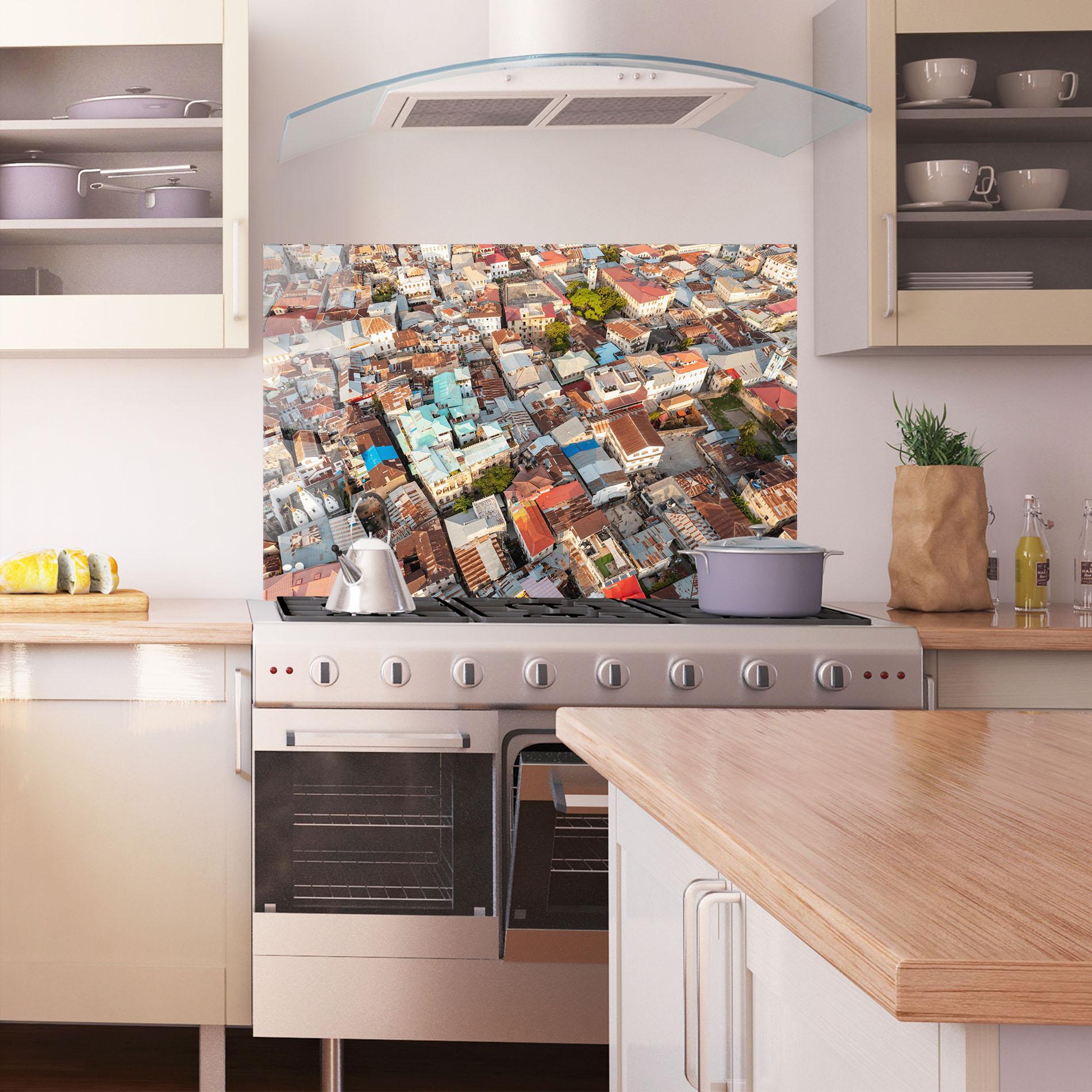 Panel Szklany do Kuchni Island Tanzania Buildings mockup 1