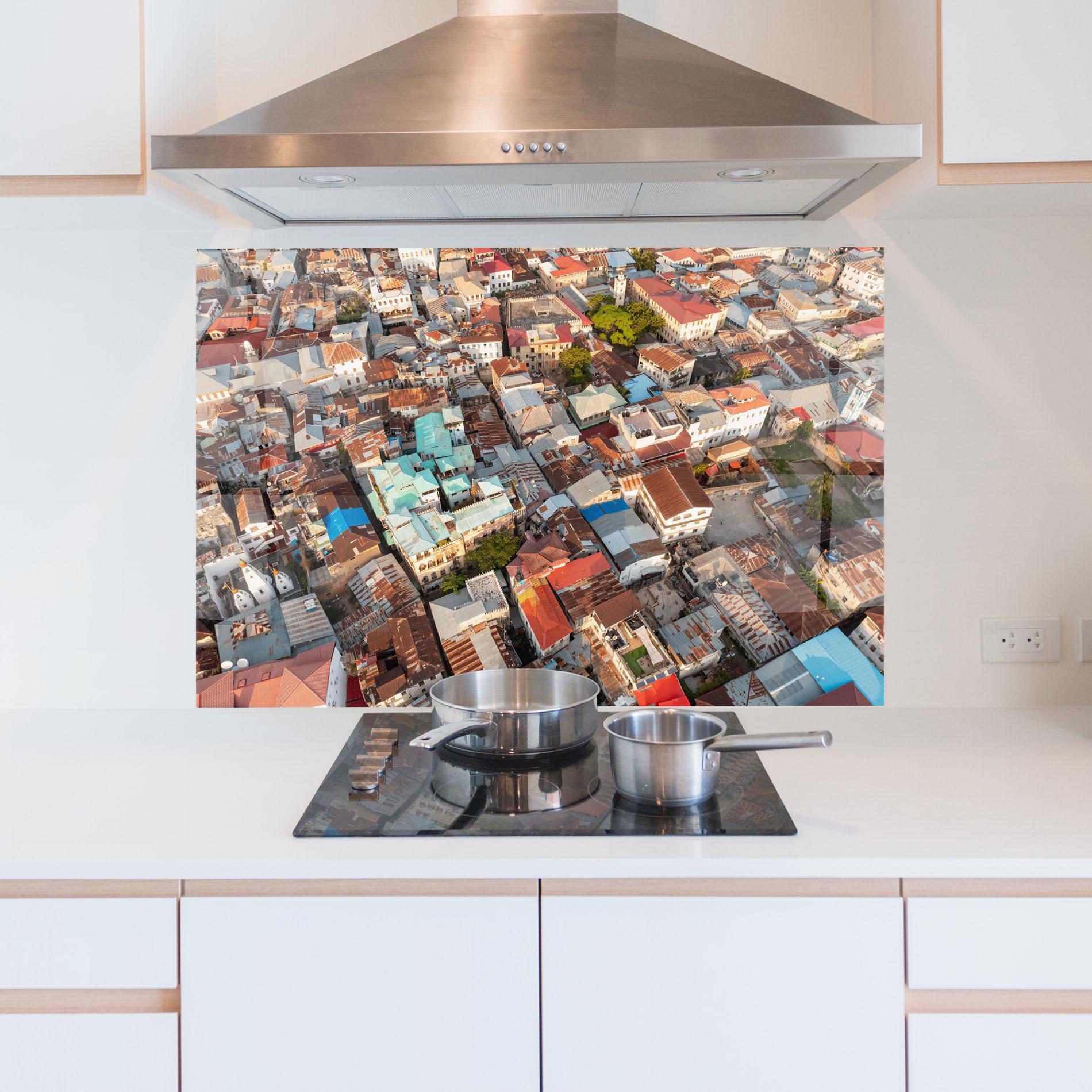 Panel Szklany do Kuchni Island Tanzania Buildings mockup 5