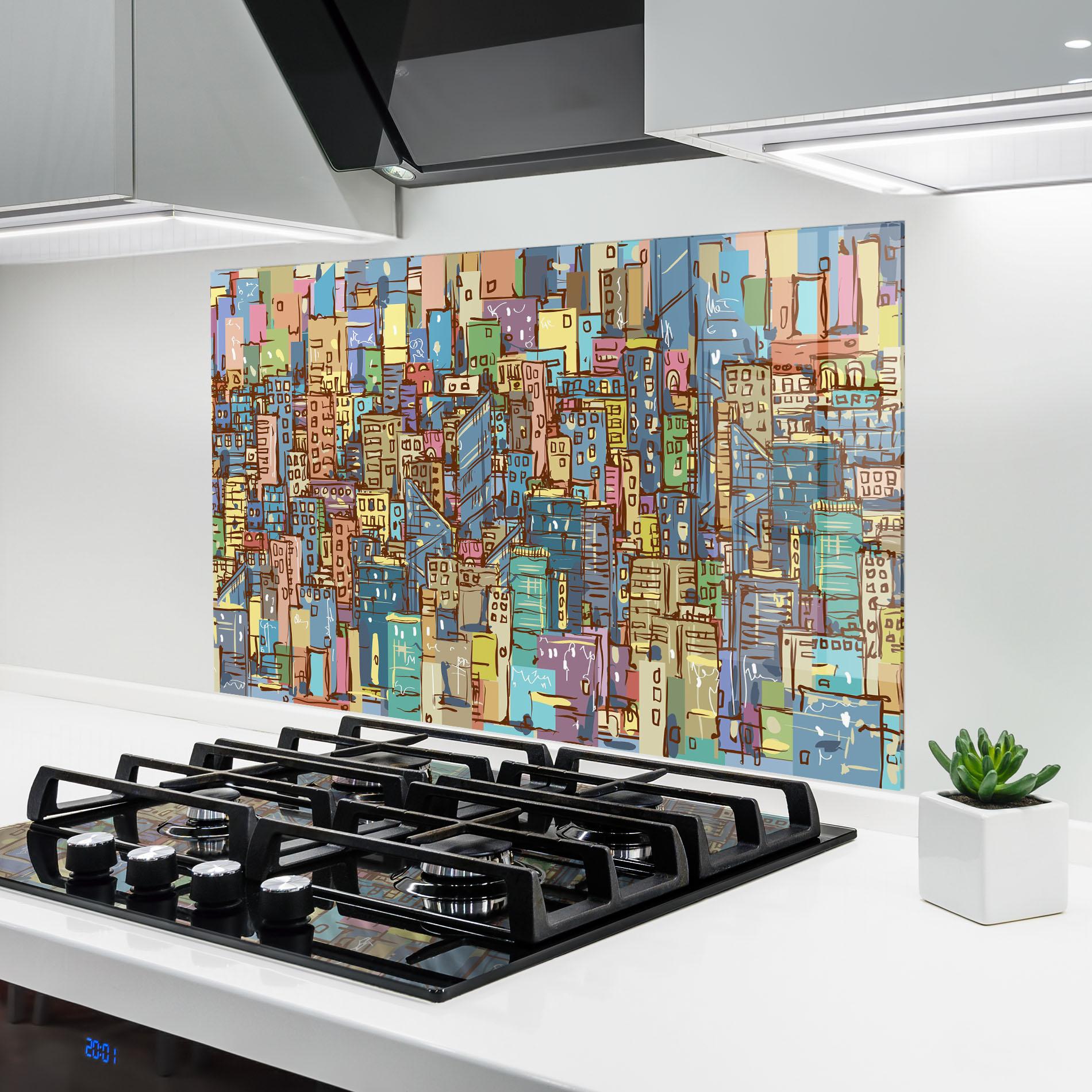 Panel Szklany do Kuchni Colorful African City mockup 6