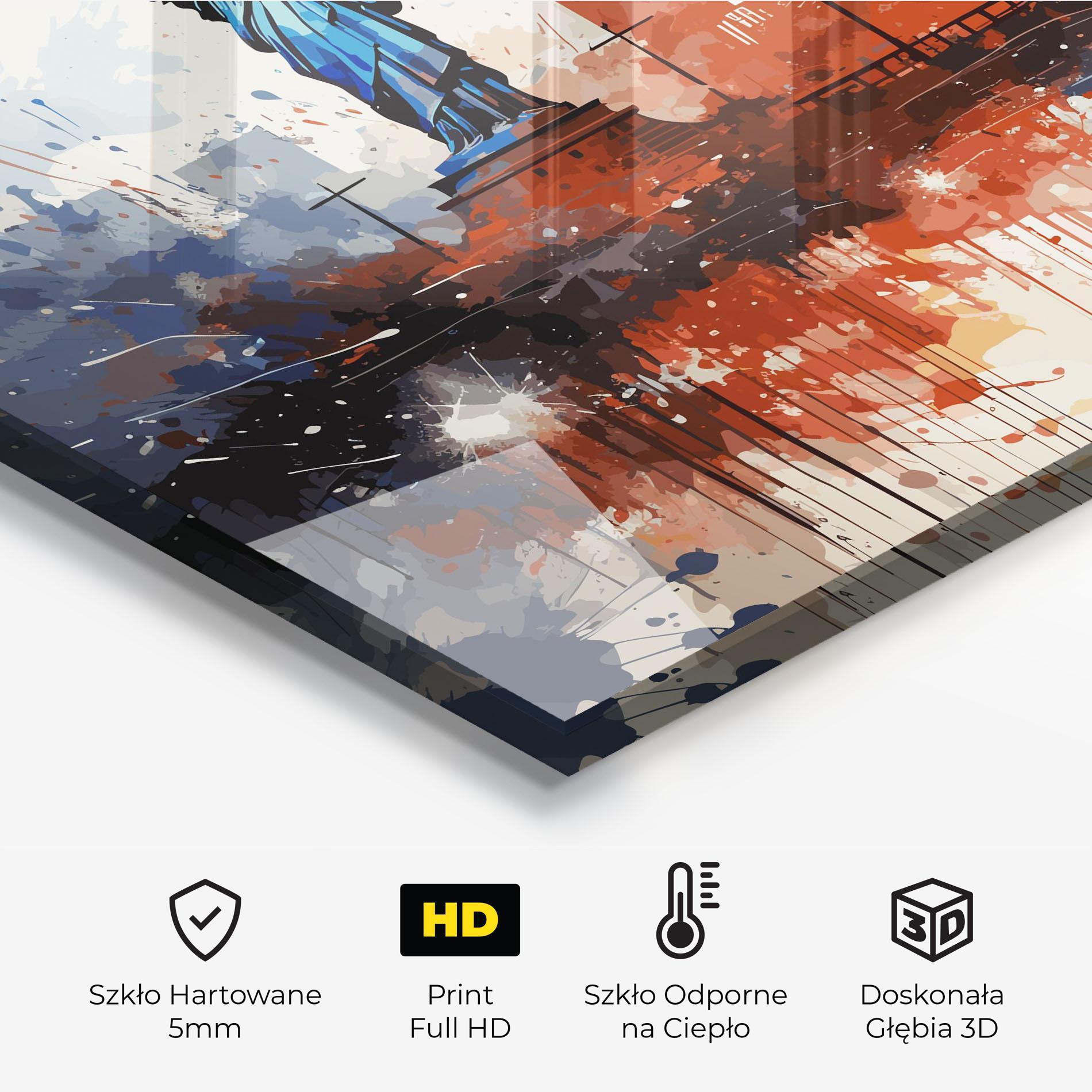 Panel Szklany do Kuchni Red Blue Liberty Statue mockup 2