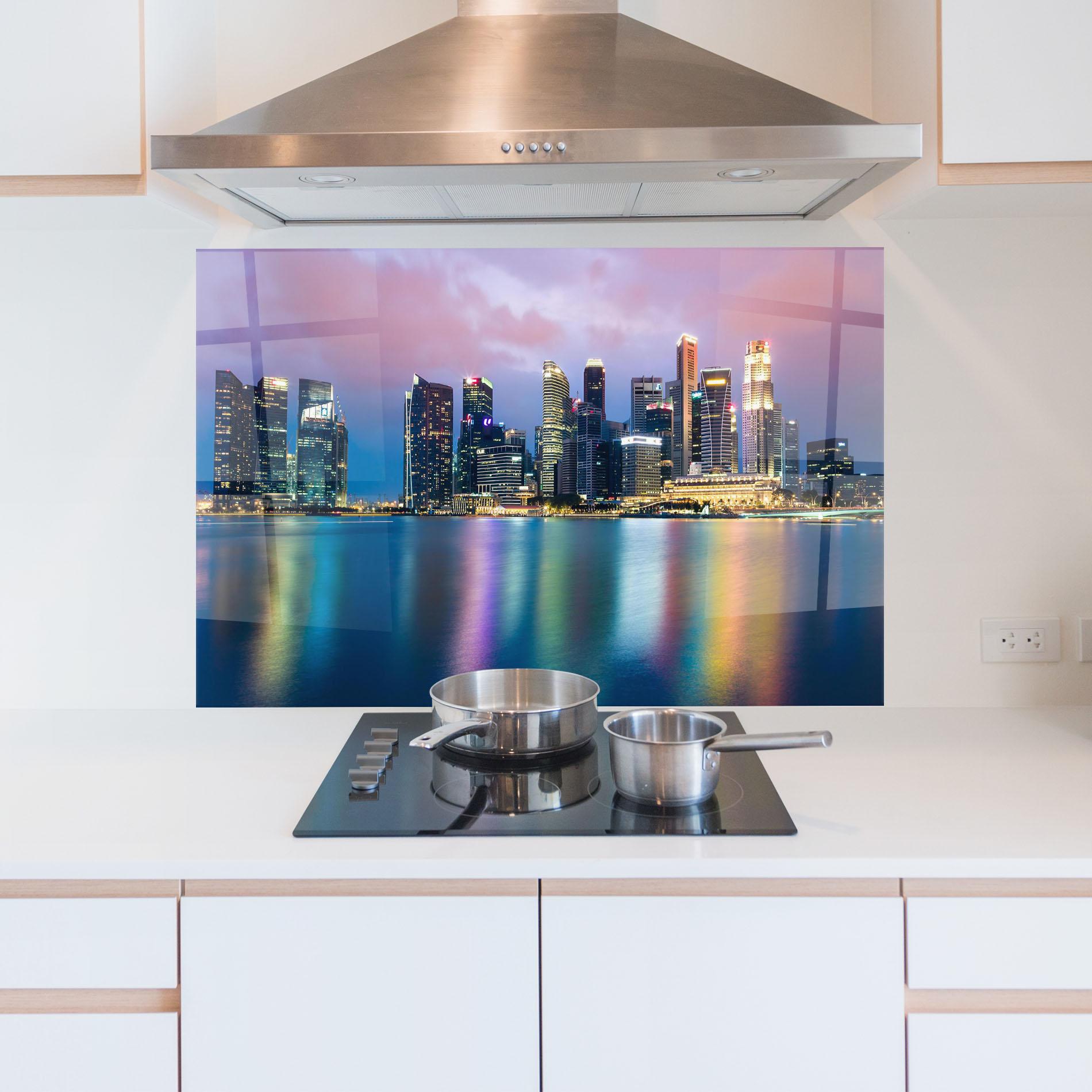 Panel Szklany do Kuchni Hong Kong Skyline mockup 5