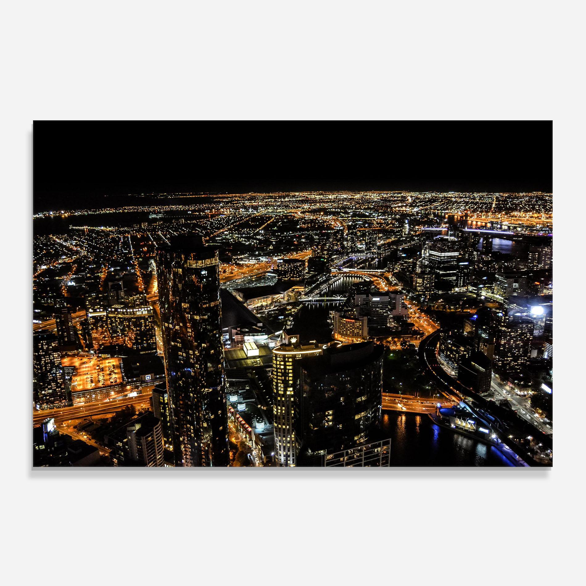 Panel Szklany do Kuchni Black City Light mockup 0