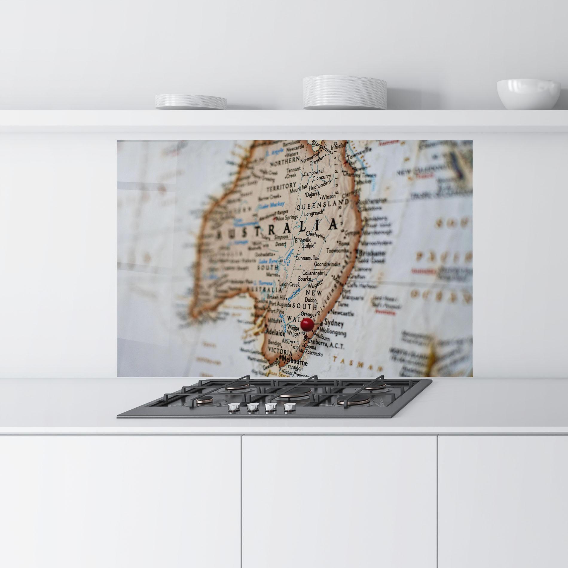 Panel Szklany do Kuchni Australia Map mockup 9
