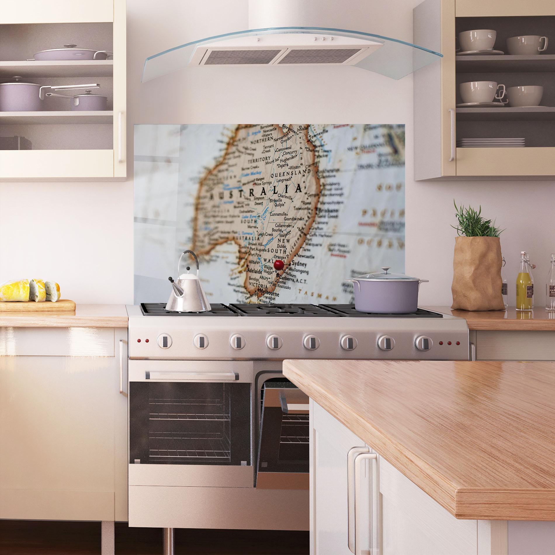 Panel Szklany do Kuchni Australia Map mockup 1