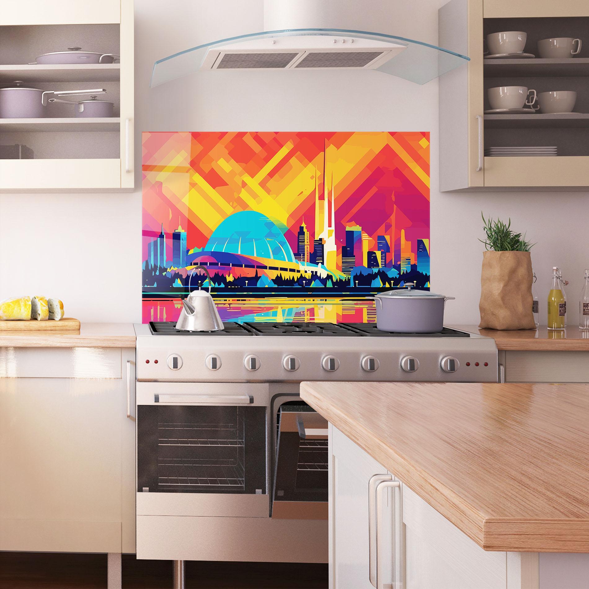 Panel Szklany do Kuchni Blue Olympic Stadium mockup 1