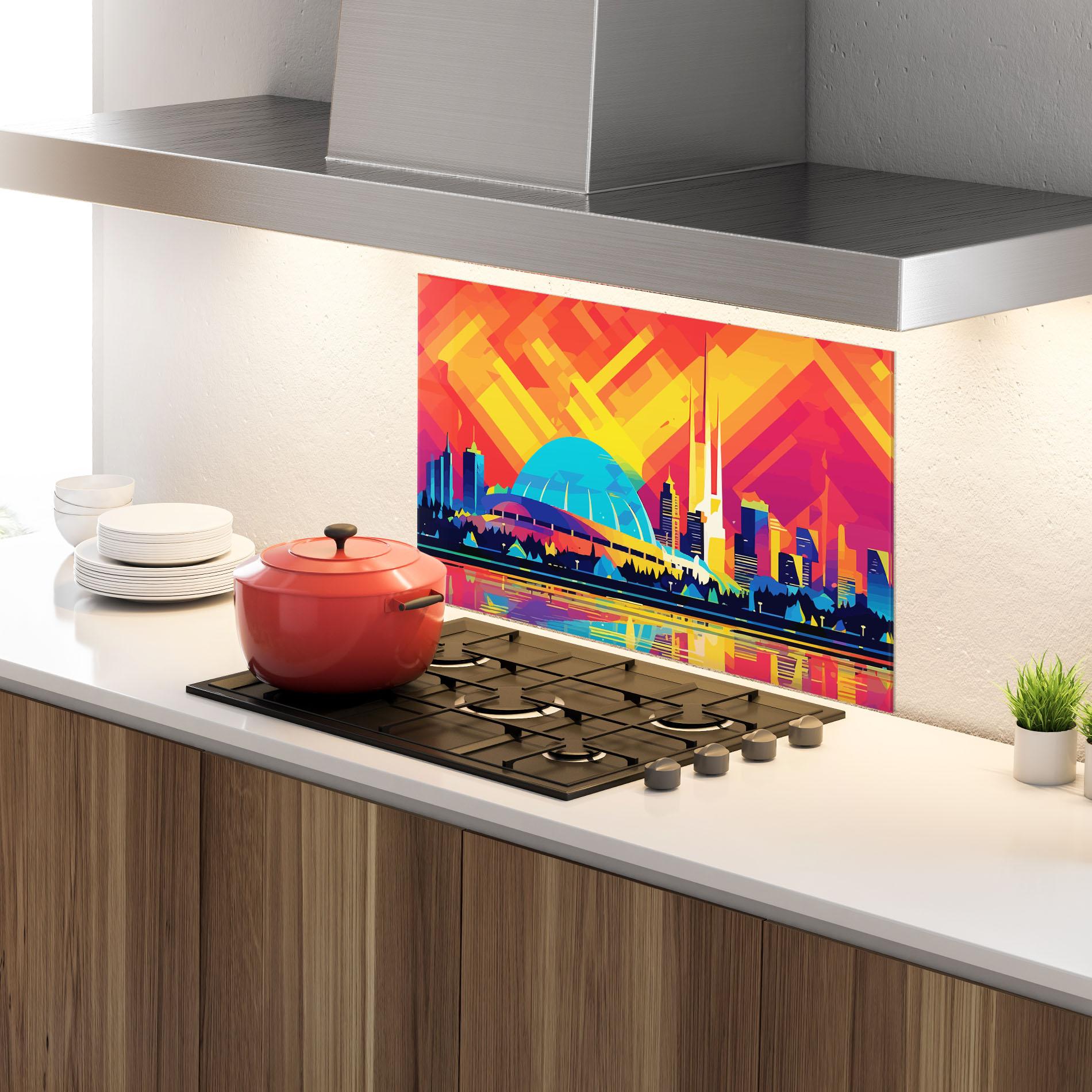 Panel Szklany do Kuchni Blue Olympic Stadium mockup 4