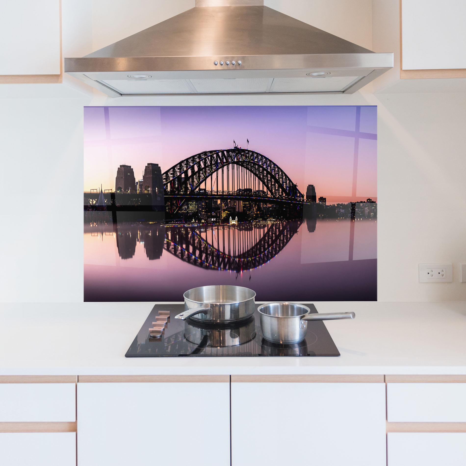 Panel Szklany do Kuchni Purple Night Sydney mockup 5