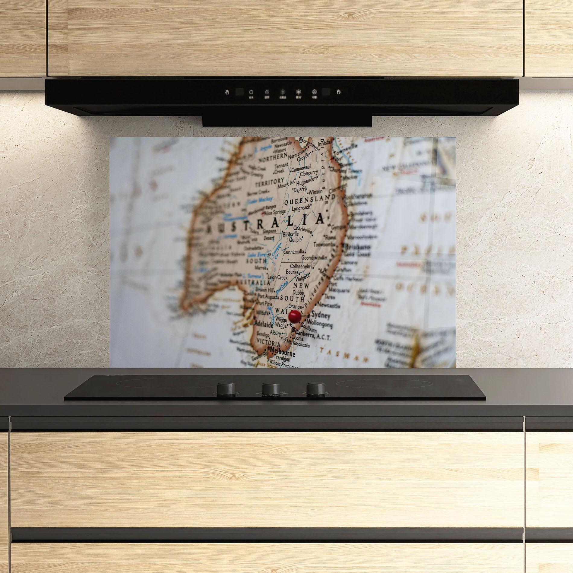 Panel Szklany do Kuchni Australia Map mockup 3