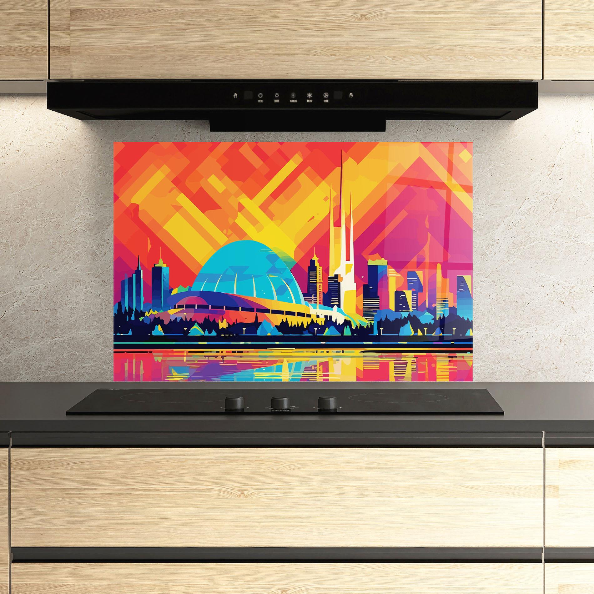 Panel Szklany do Kuchni Blue Olympic Stadium mockup 3