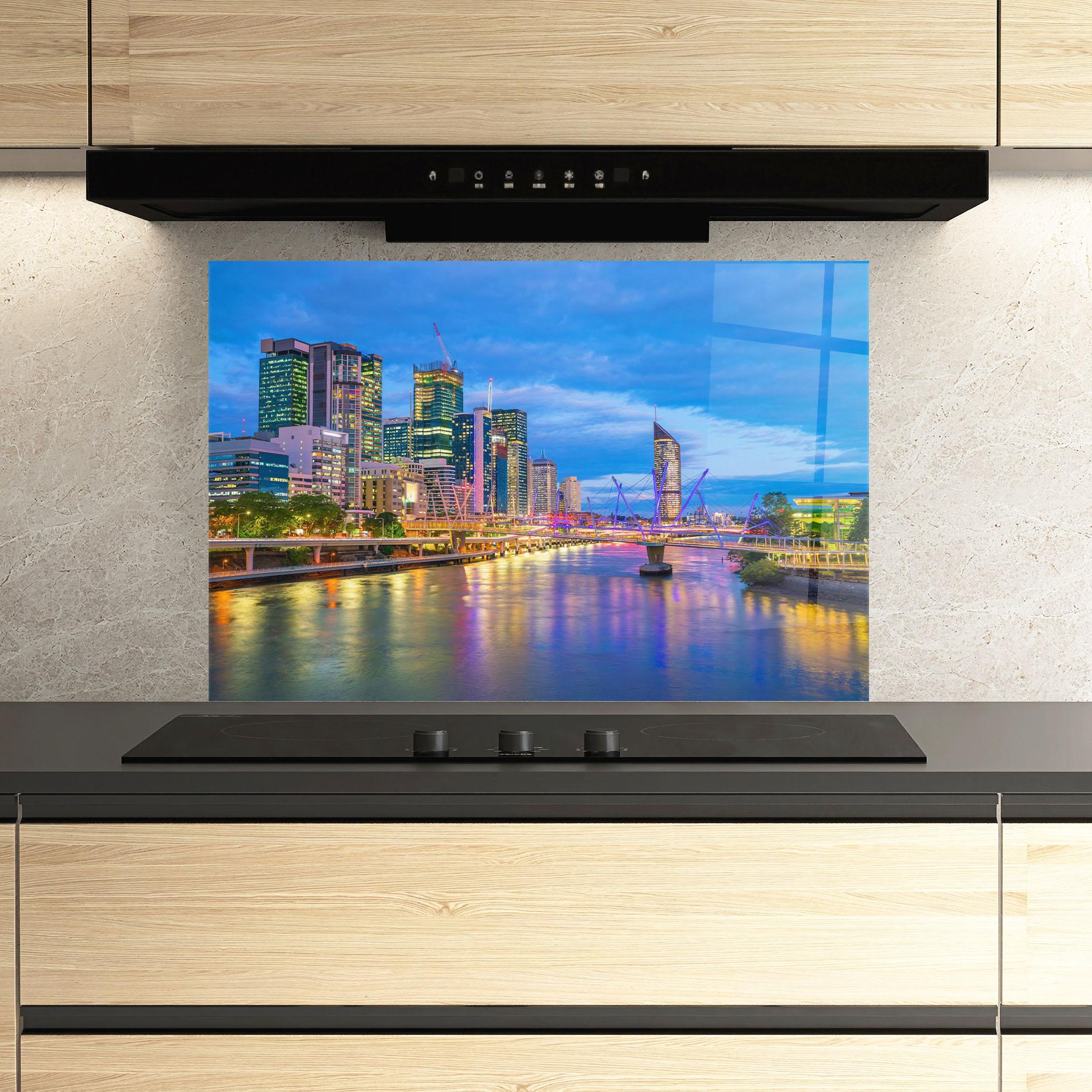 Panel Szklany do Kuchni Brisbane Skyline View mockup 3