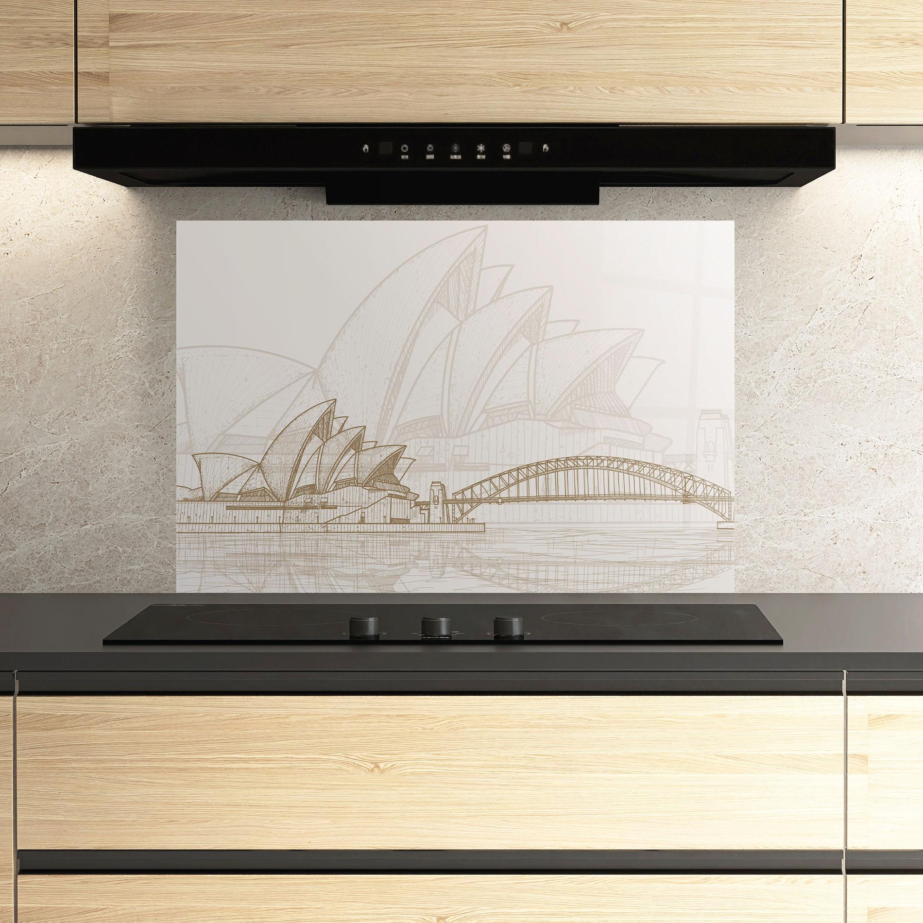 Panel Szklany do Kuchni Brown Opera House mockup 3