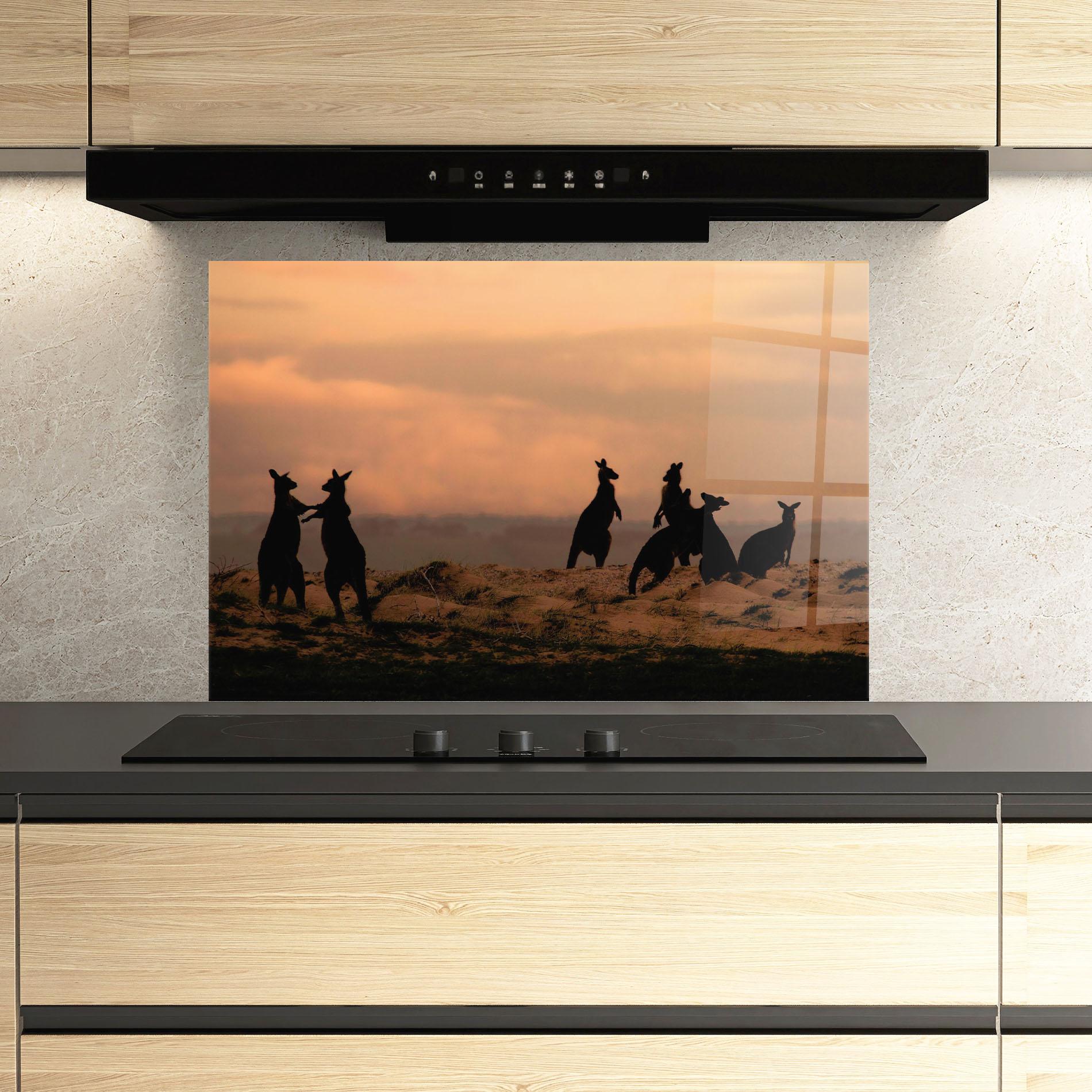 Panel Szklany do Kuchni Kangaroos Playing mockup 3