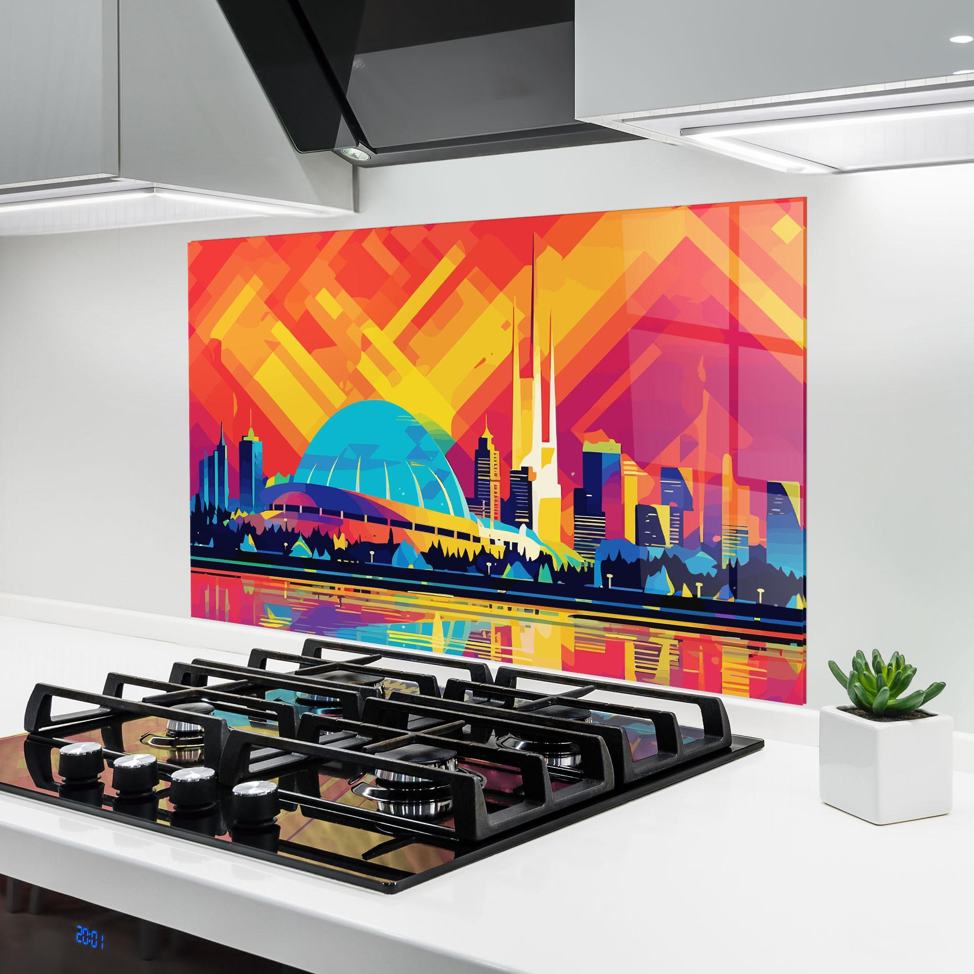 Panel Szklany do Kuchni Blue Olympic Stadium mockup 6