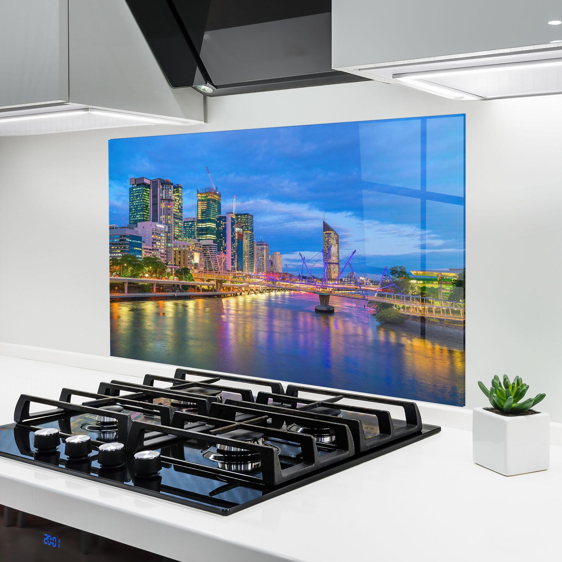 Panel Szklany do Kuchni Brisbane Skyline View mockup 6
