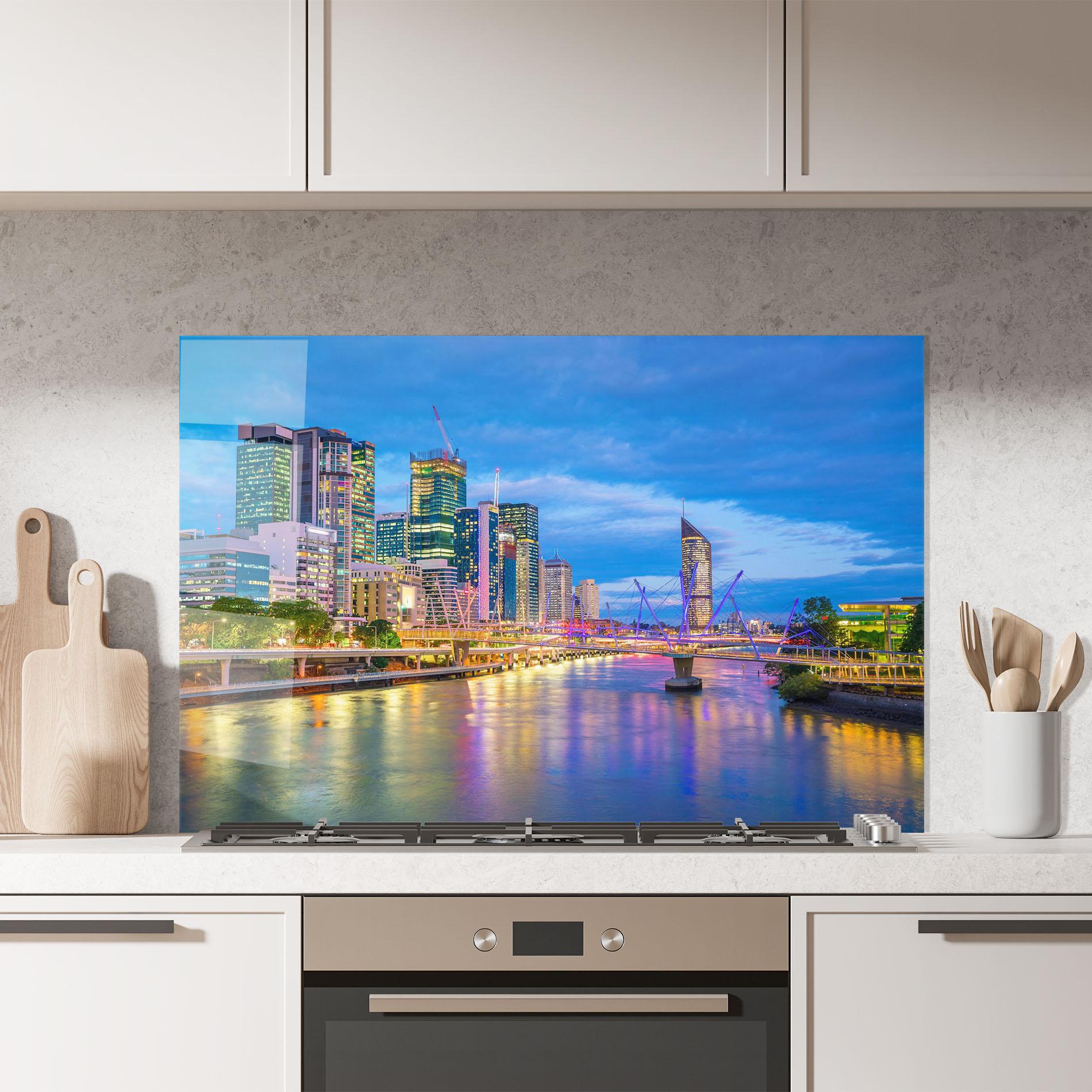 Panel Szklany do Kuchni Brisbane Skyline View mockup 7