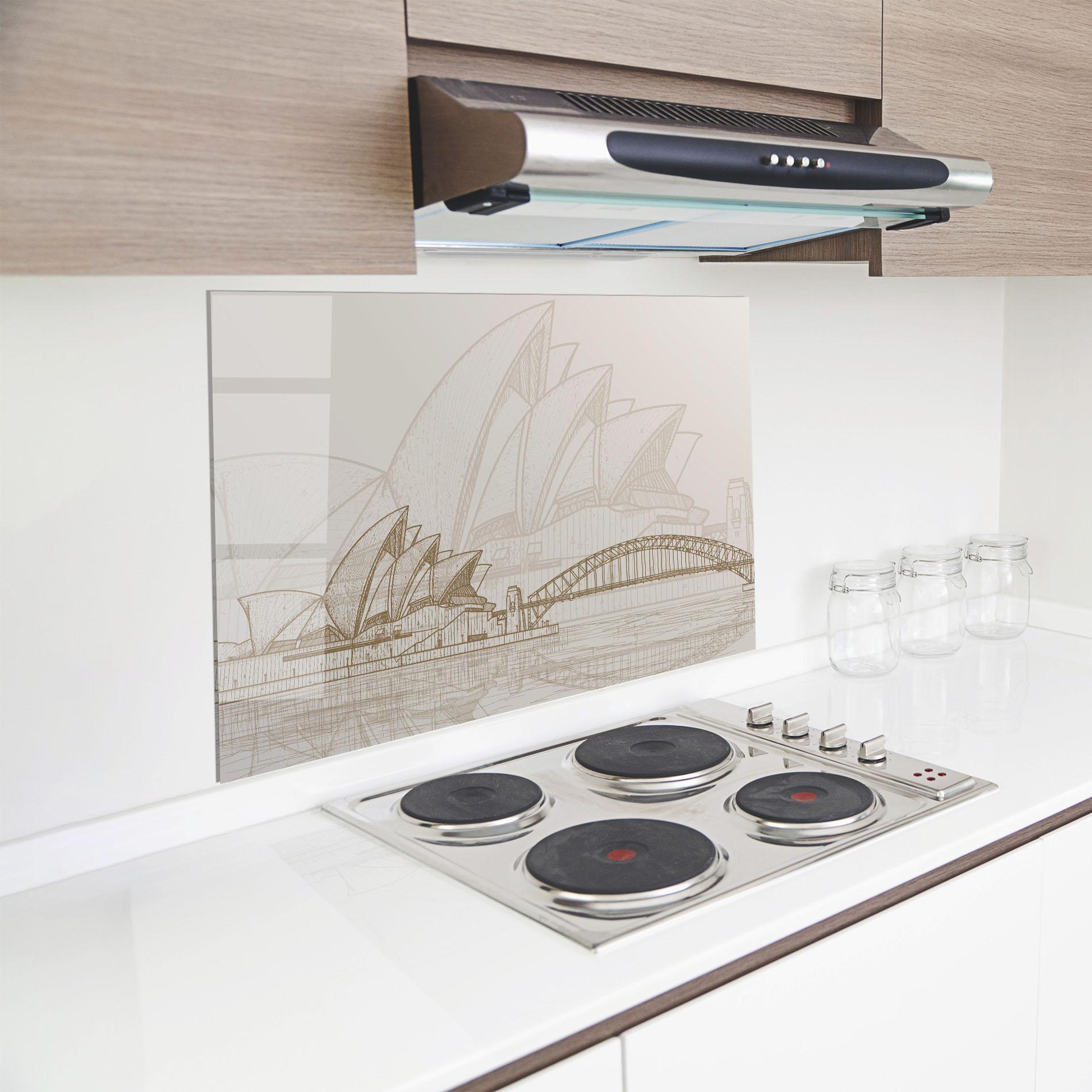 Panel Szklany do Kuchni Brown Opera House mockup 8