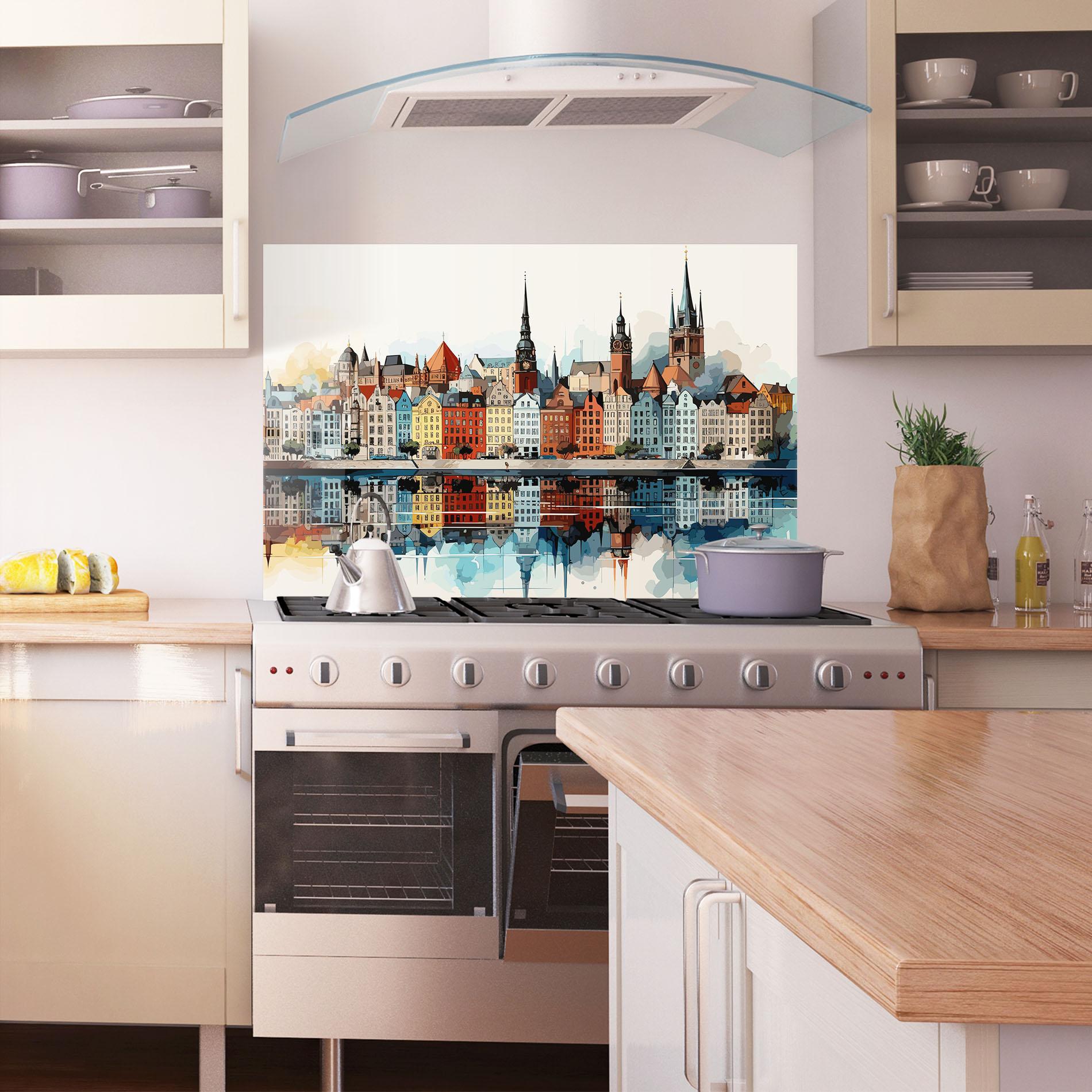 Panel Szklany do Kuchni German Buildings mockup 1