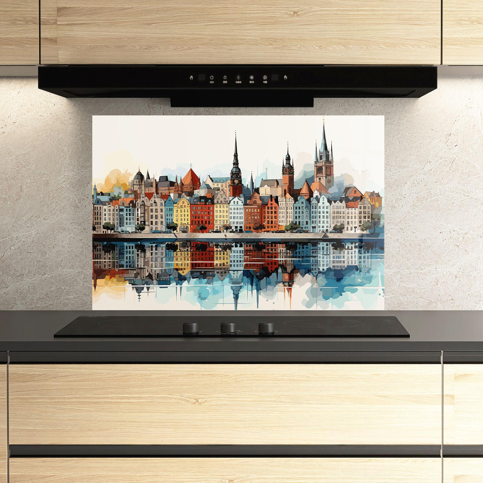 Panel Szklany do Kuchni German Buildings mockup 3