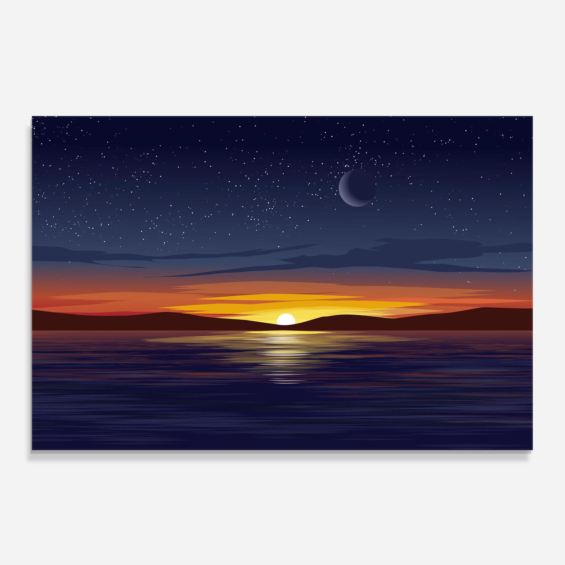 Panel Szklany do Kuchni Ocean Moon Sunset mockup 0
