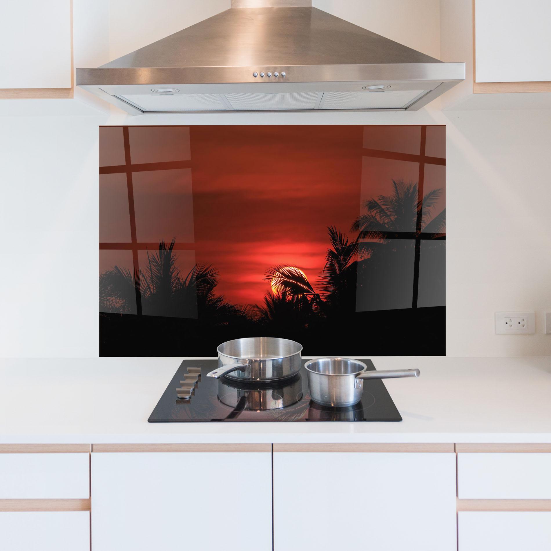 Panel Szklany do Kuchni Coconuts Tree Sunset mockup 5