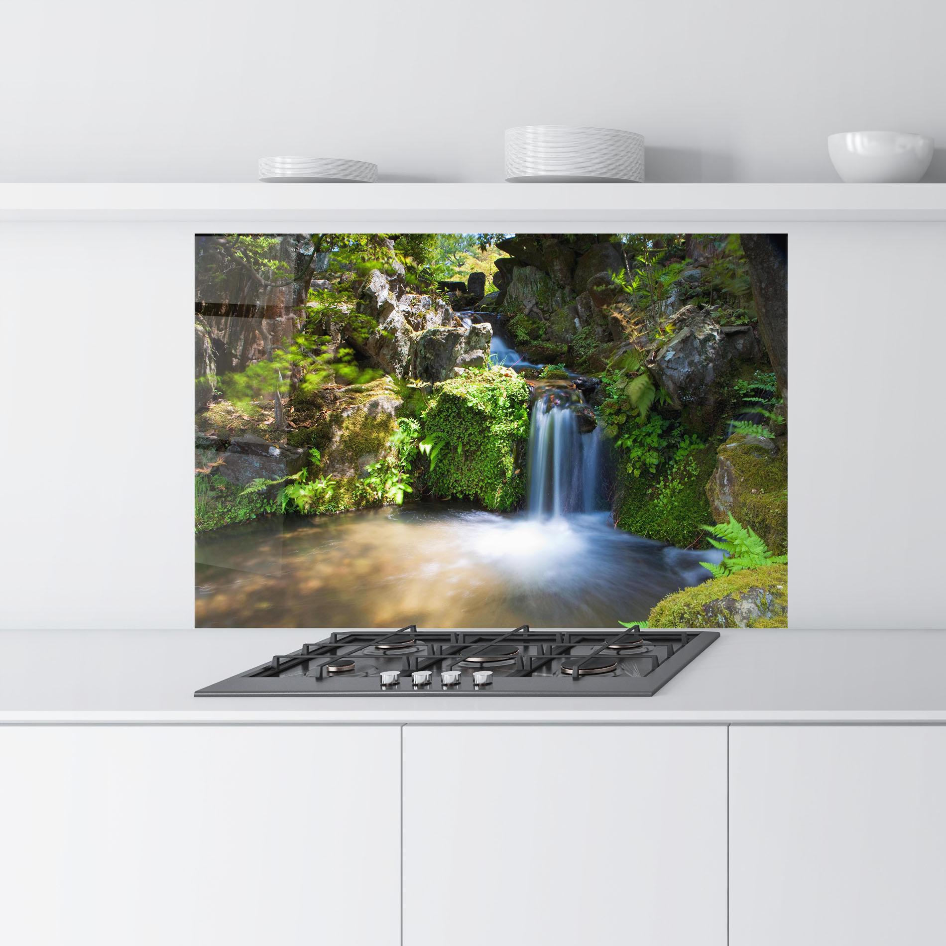 Panel Szklany do Kuchni Jungle View Waterfall mockup 9