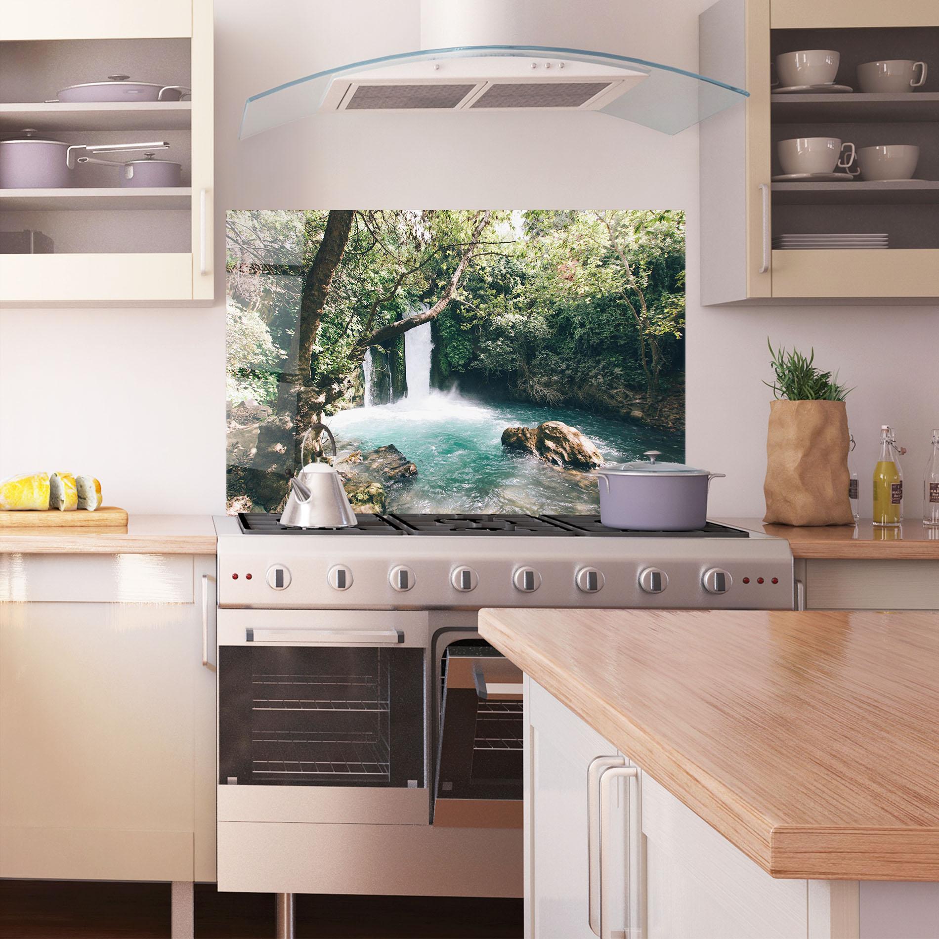 Panel Szklany do Kuchni Beautiful Blue Waterfall mockup 1