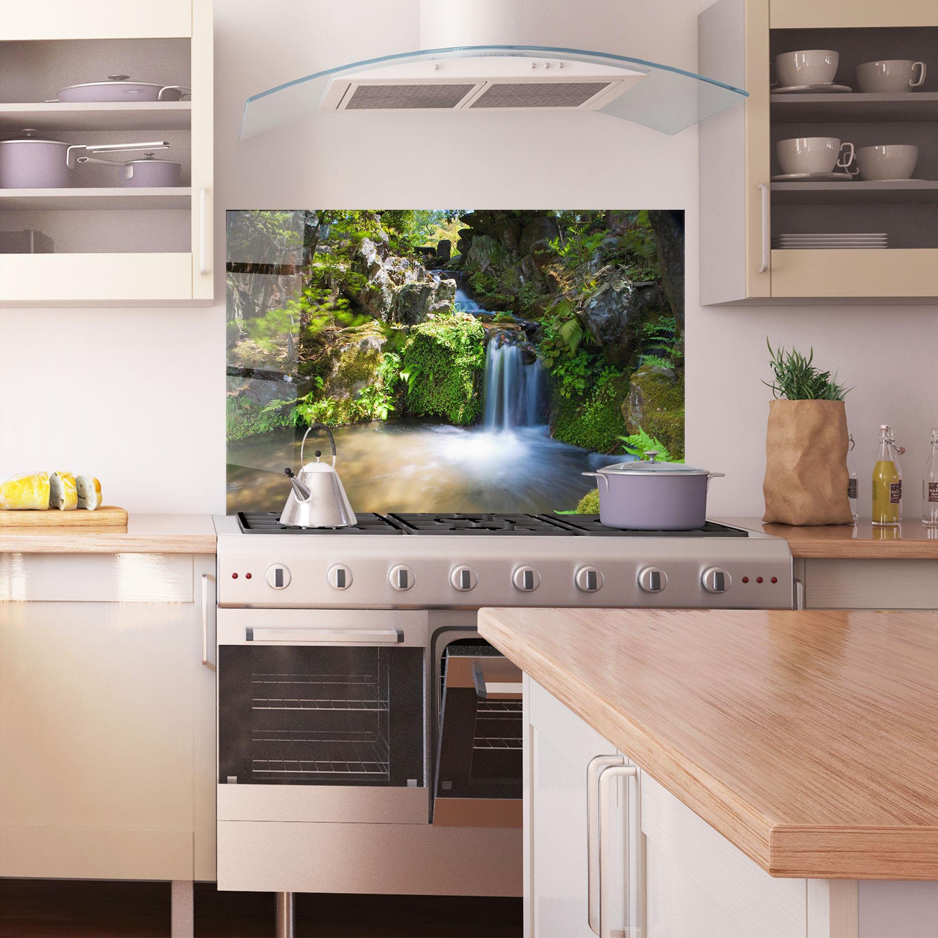 Panel Szklany do Kuchni Jungle View Waterfall mockup 1