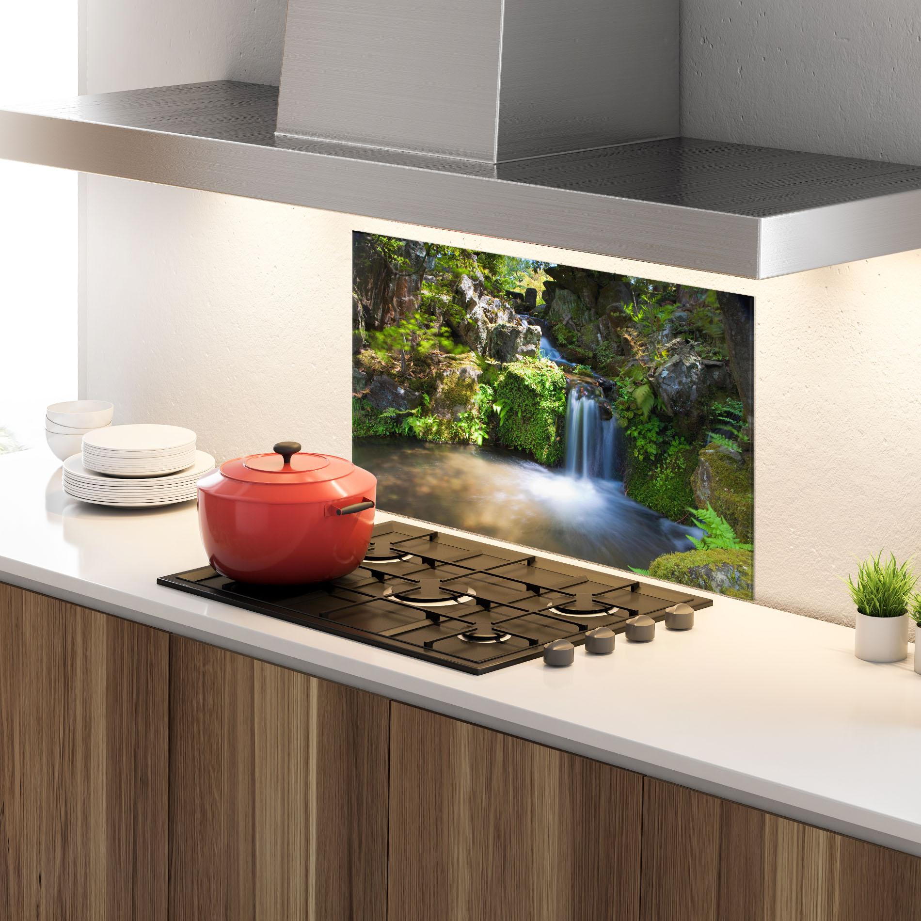 Panel Szklany do Kuchni Jungle View Waterfall mockup 4