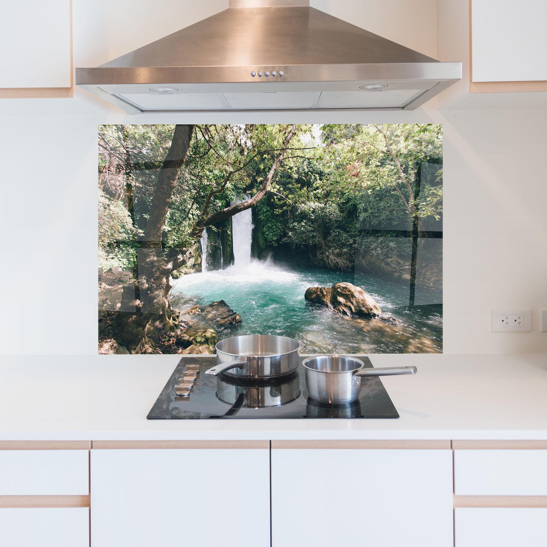 Panel Szklany do Kuchni Beautiful Blue Waterfall mockup 5