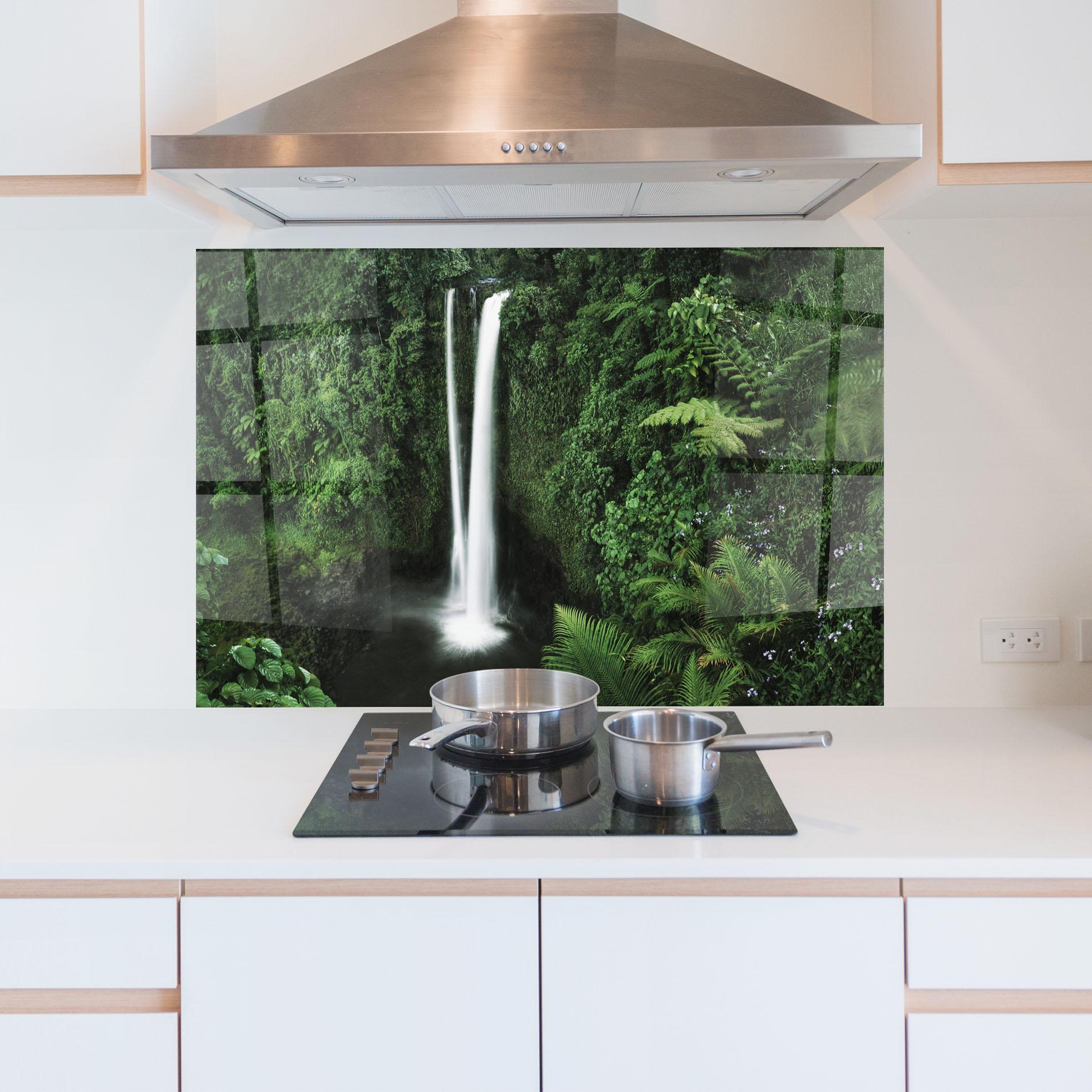 Panel Szklany do Kuchni Green Nature Waterfall mockup 5