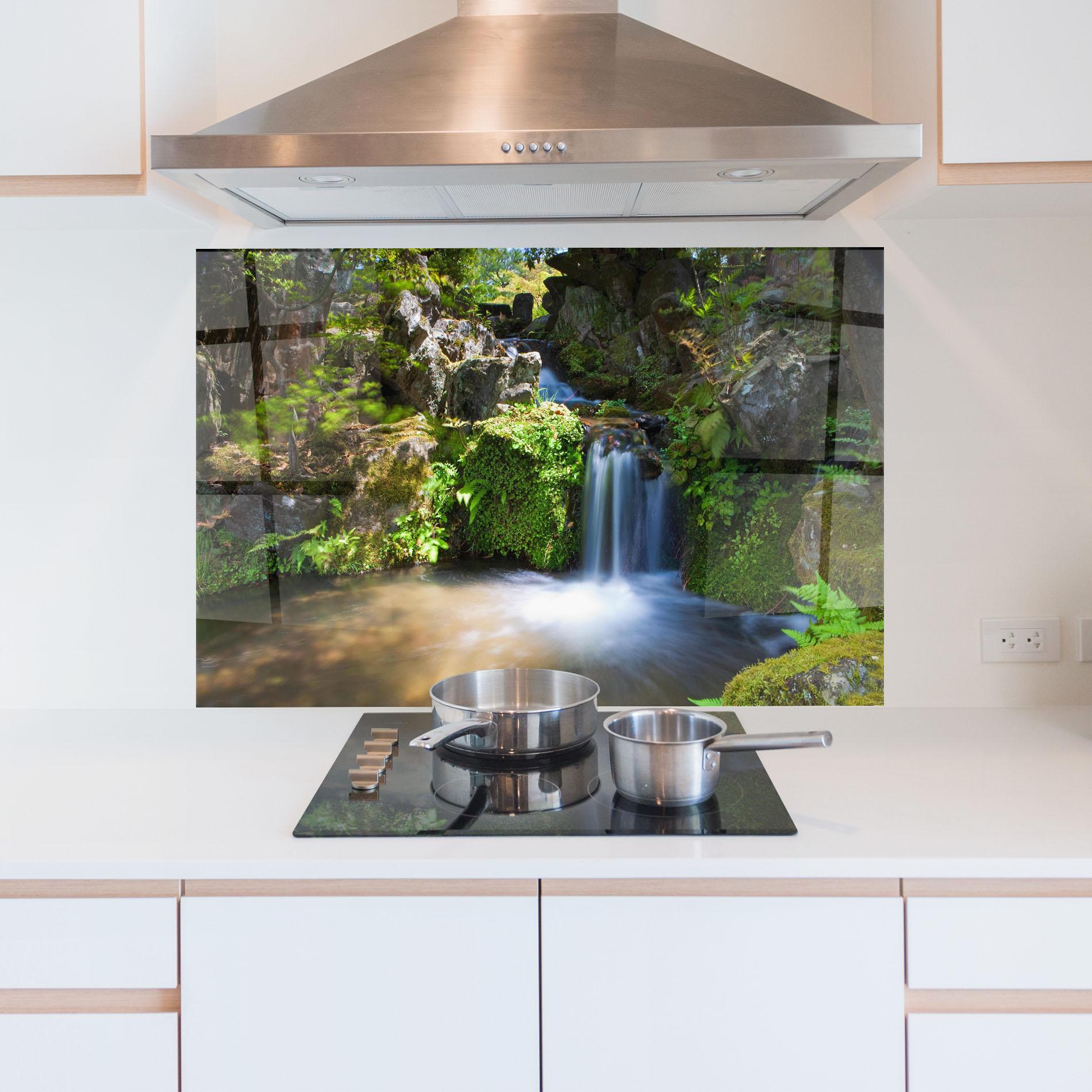 Panel Szklany do Kuchni Jungle View Waterfall mockup 5