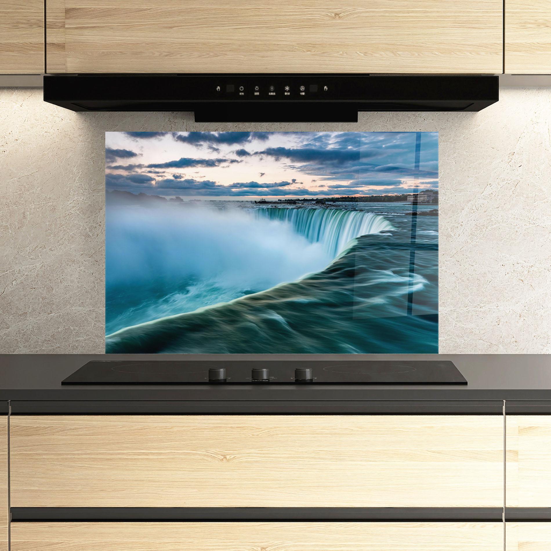 Panel Szklany do Kuchni Dreamy Blue Waterfall mockup 3