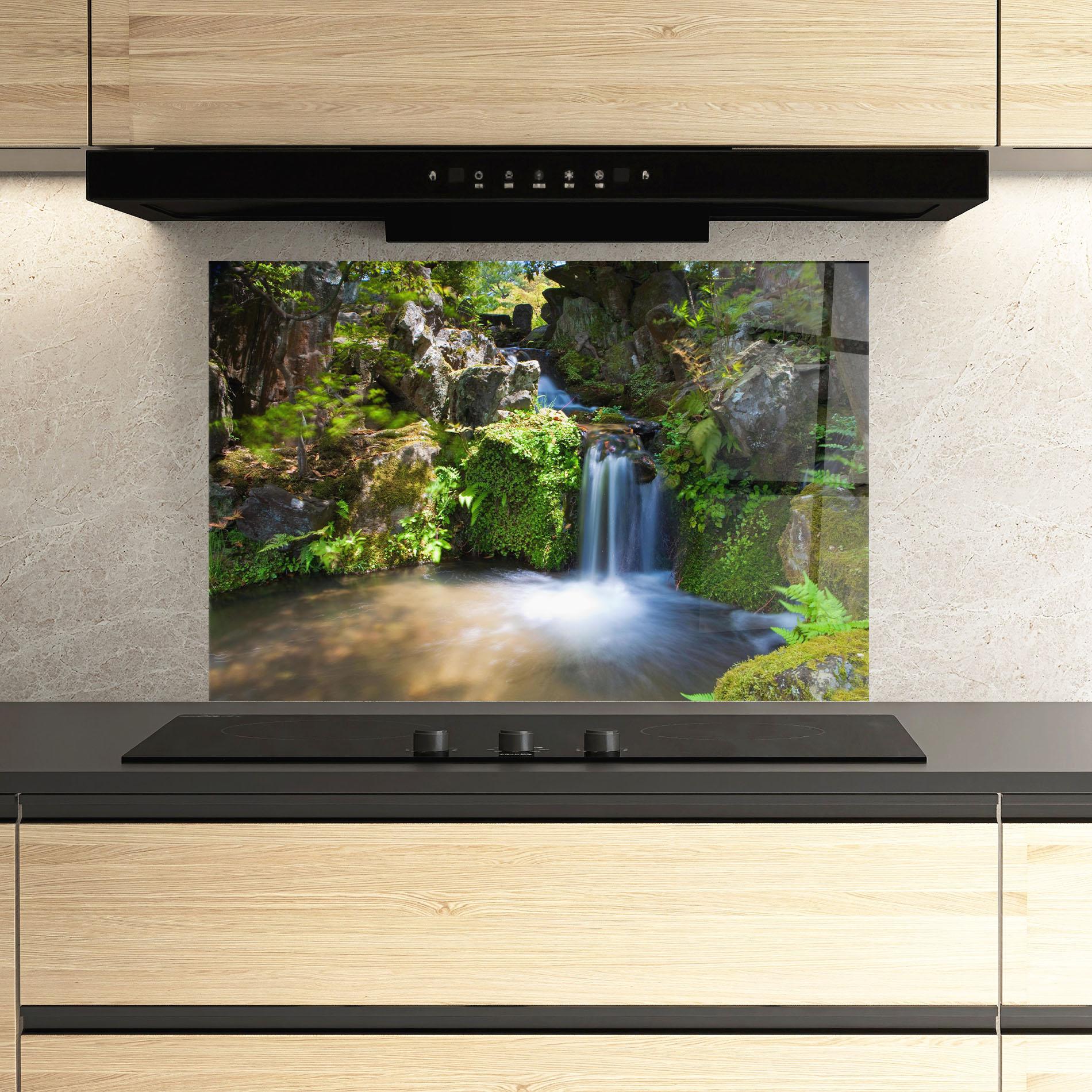 Panel Szklany do Kuchni Jungle View Waterfall mockup 3