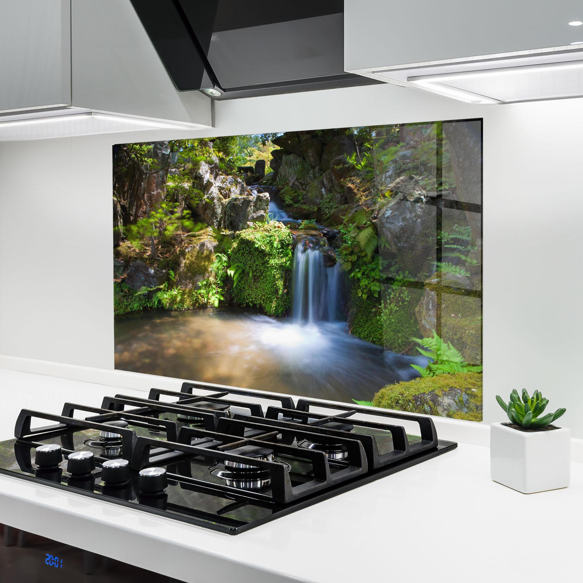 Panel Szklany do Kuchni Jungle View Waterfall mockup 6