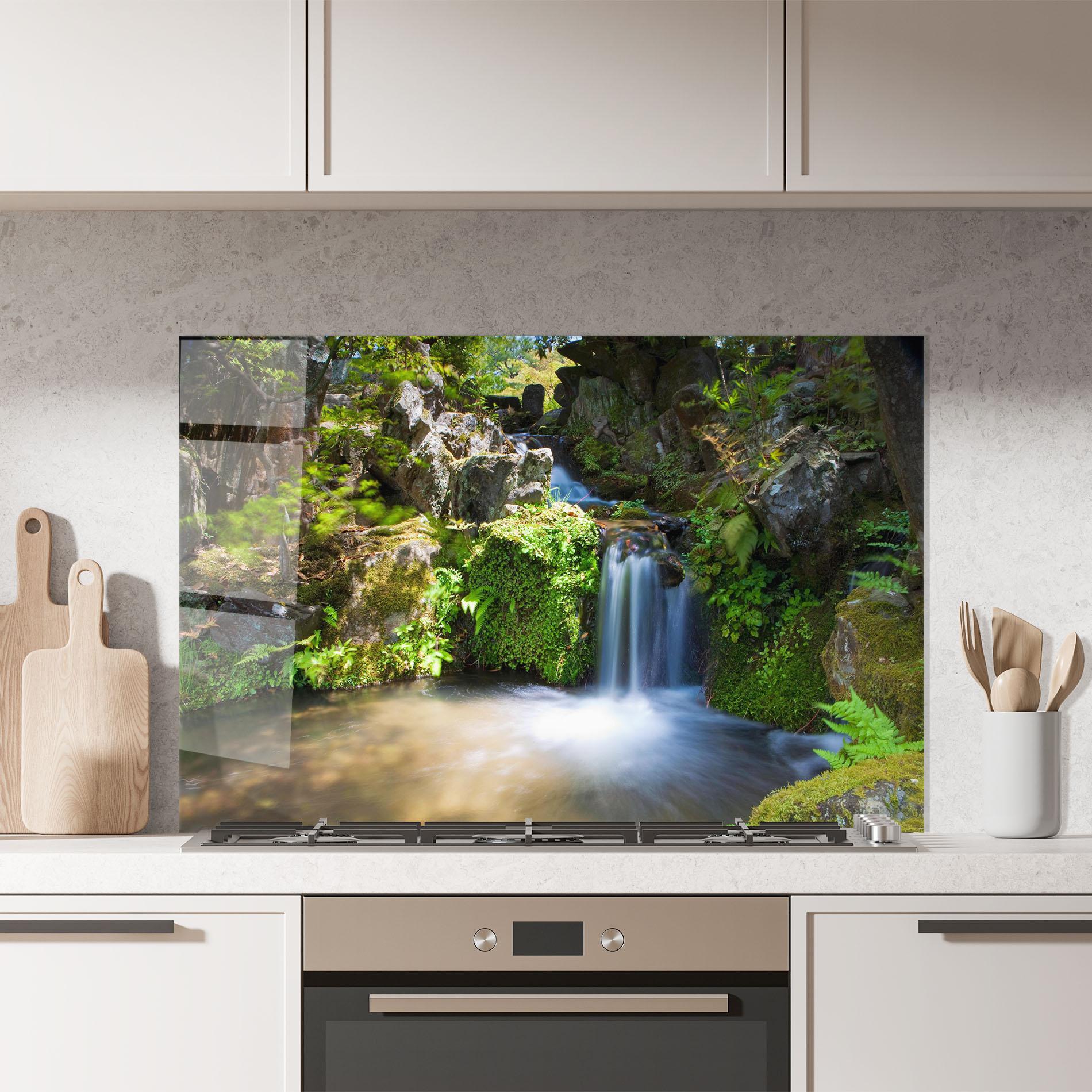 Panel Szklany do Kuchni Jungle View Waterfall mockup 7