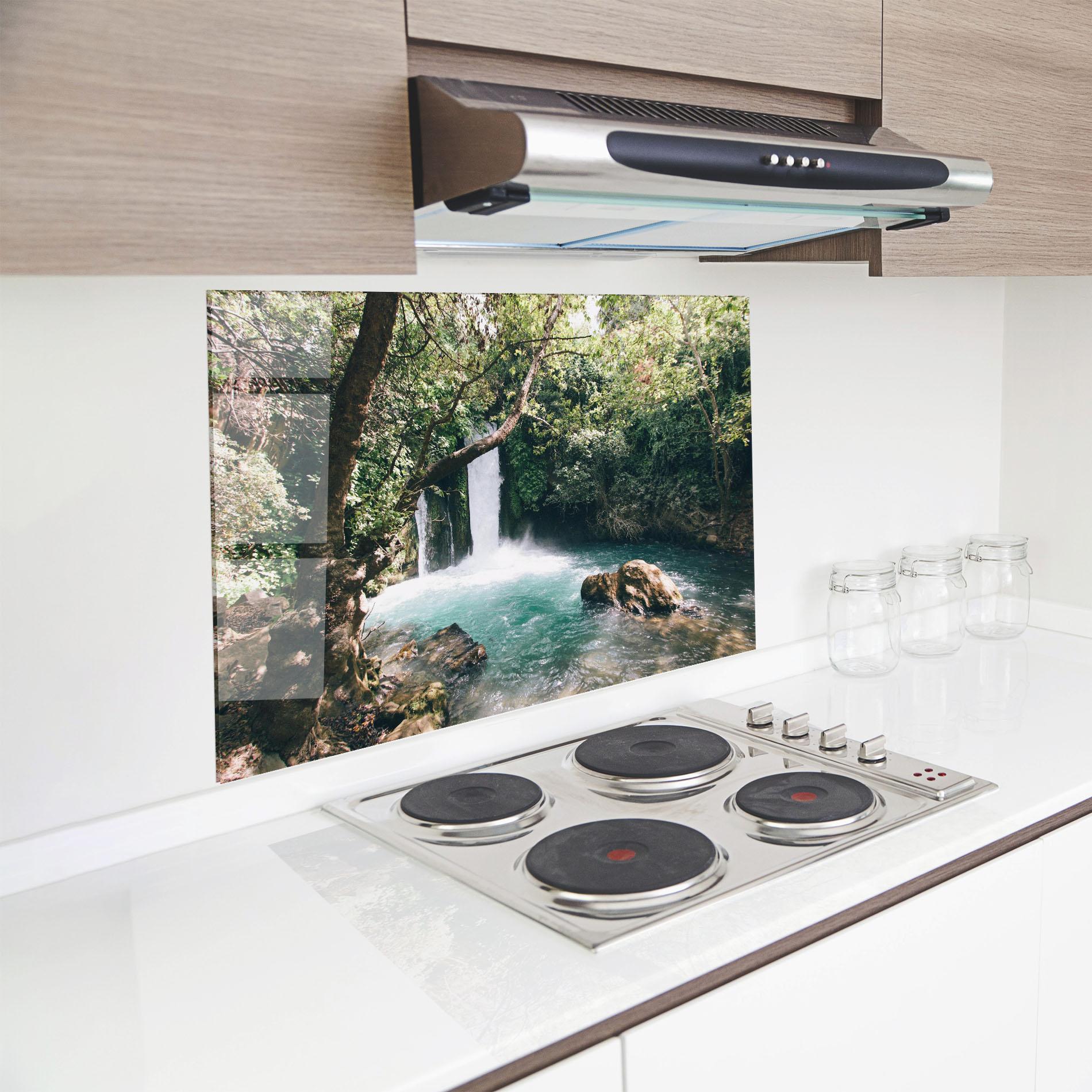 Panel Szklany do Kuchni Beautiful Blue Waterfall mockup 8