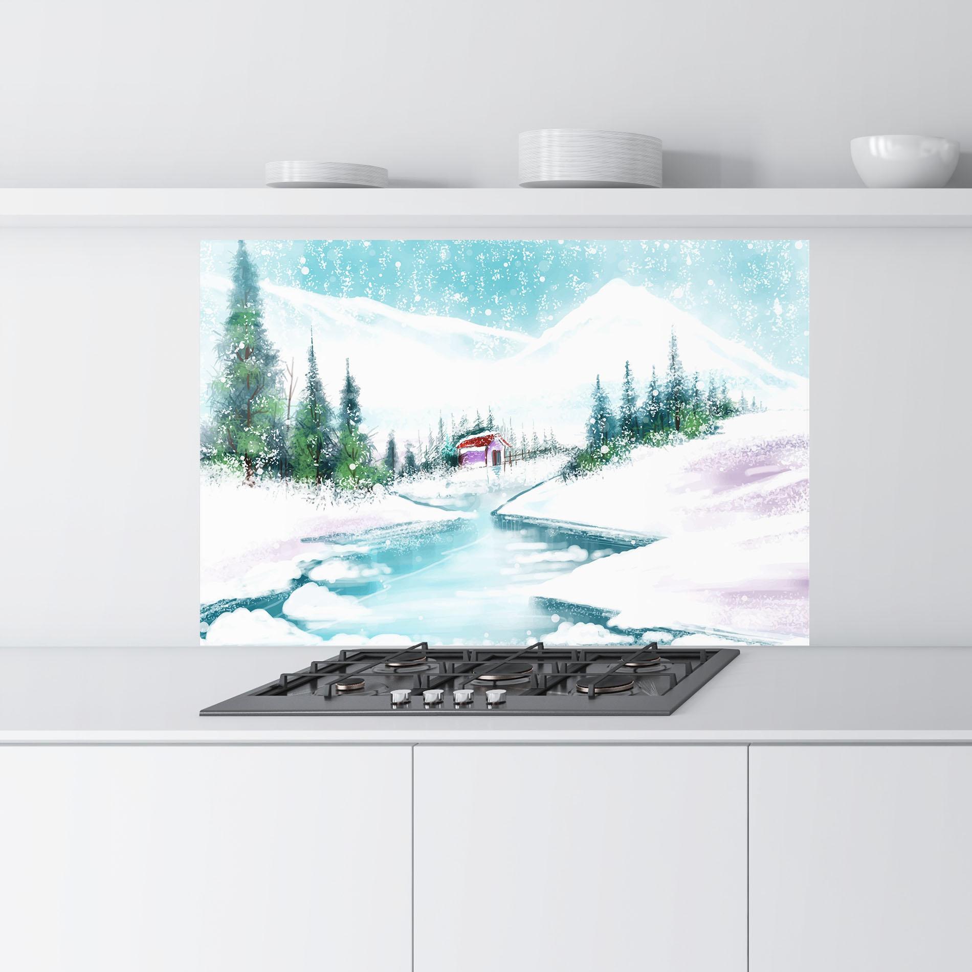 Panel Szklany do Kuchni Purple House Winter mockup 9