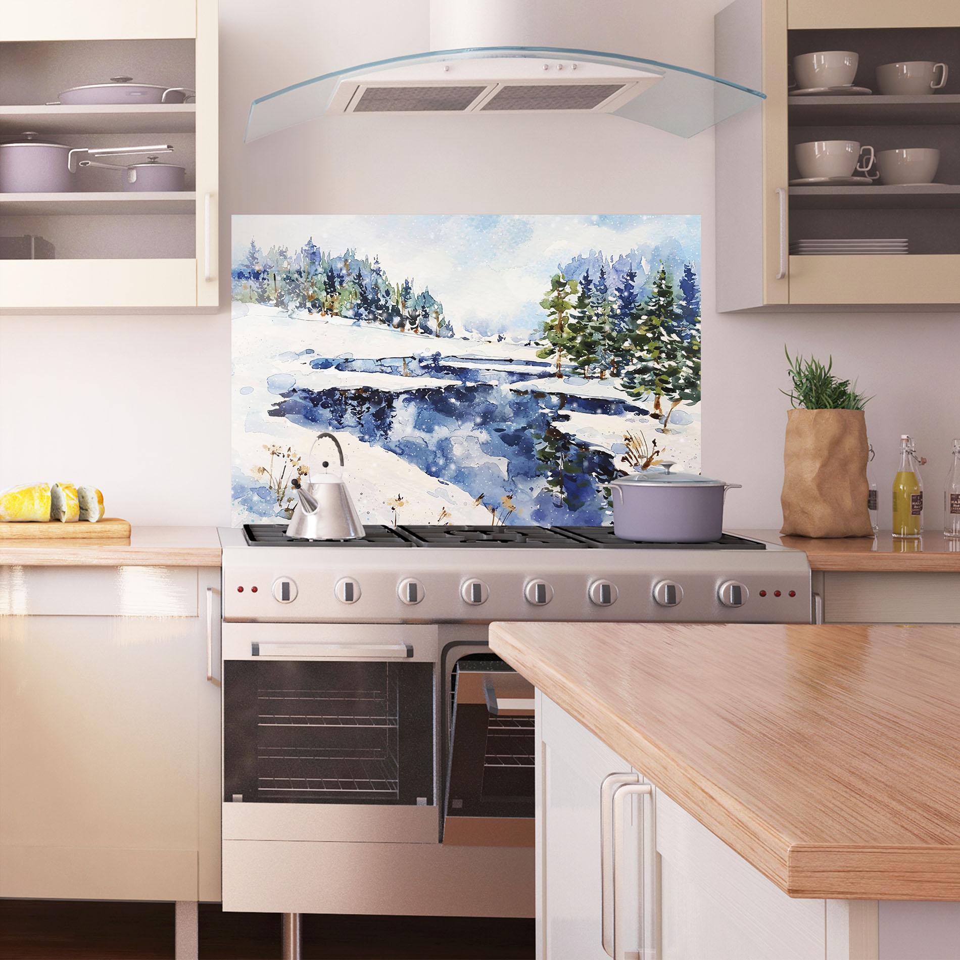 Panel Szklany do Kuchni Winter Painting mockup 1