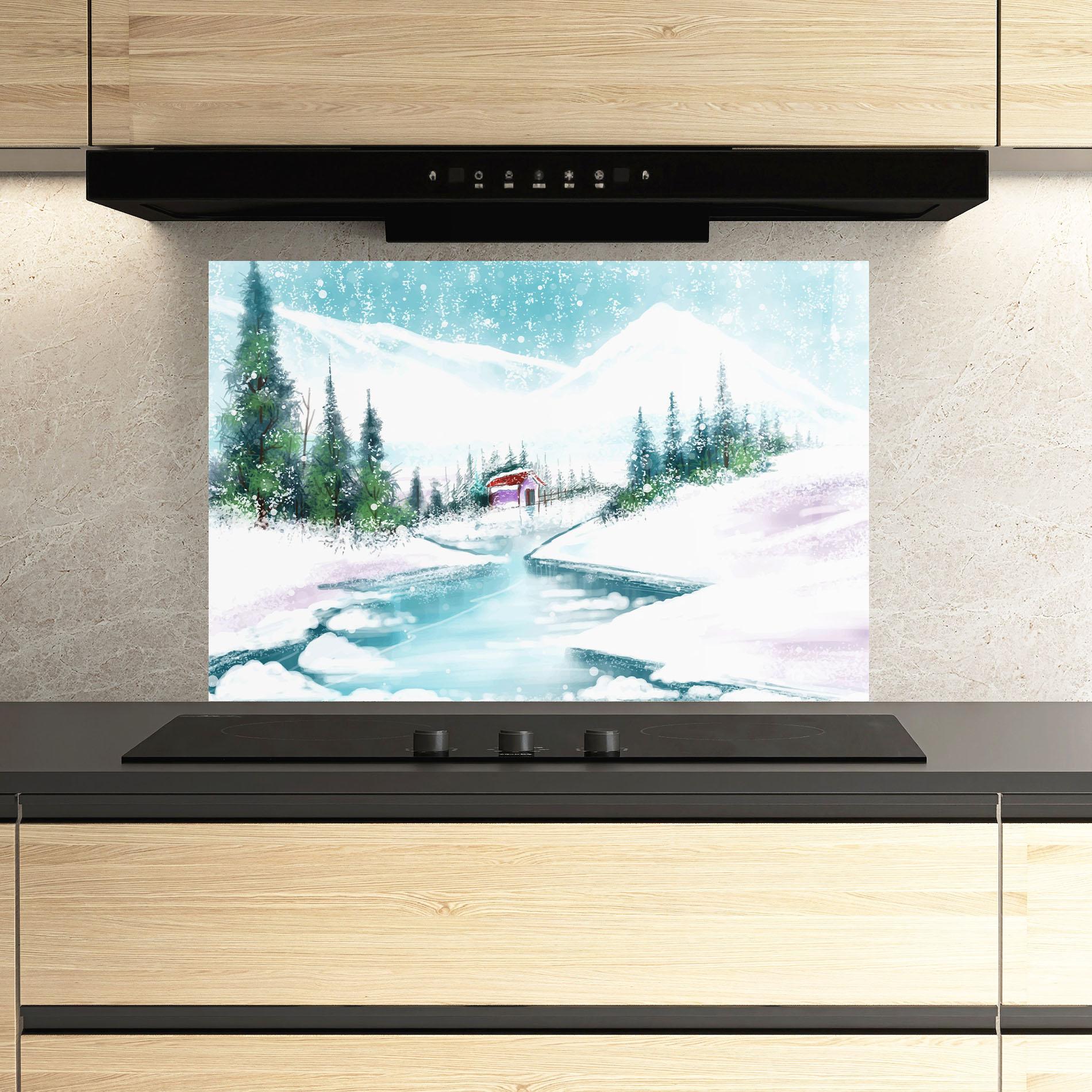 Panel Szklany do Kuchni Purple House Winter mockup 3