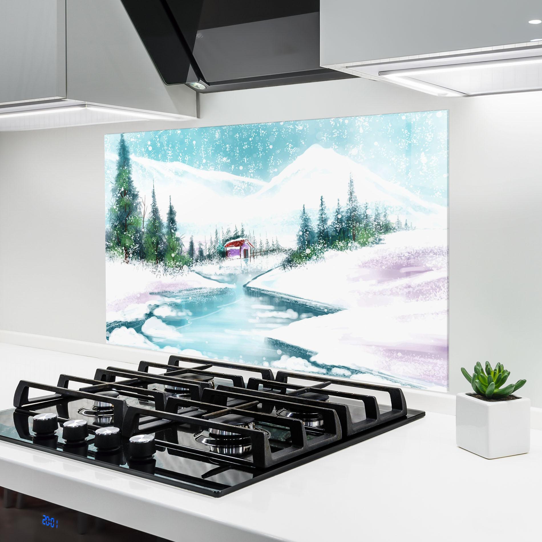 Panel Szklany do Kuchni Purple House Winter mockup 6