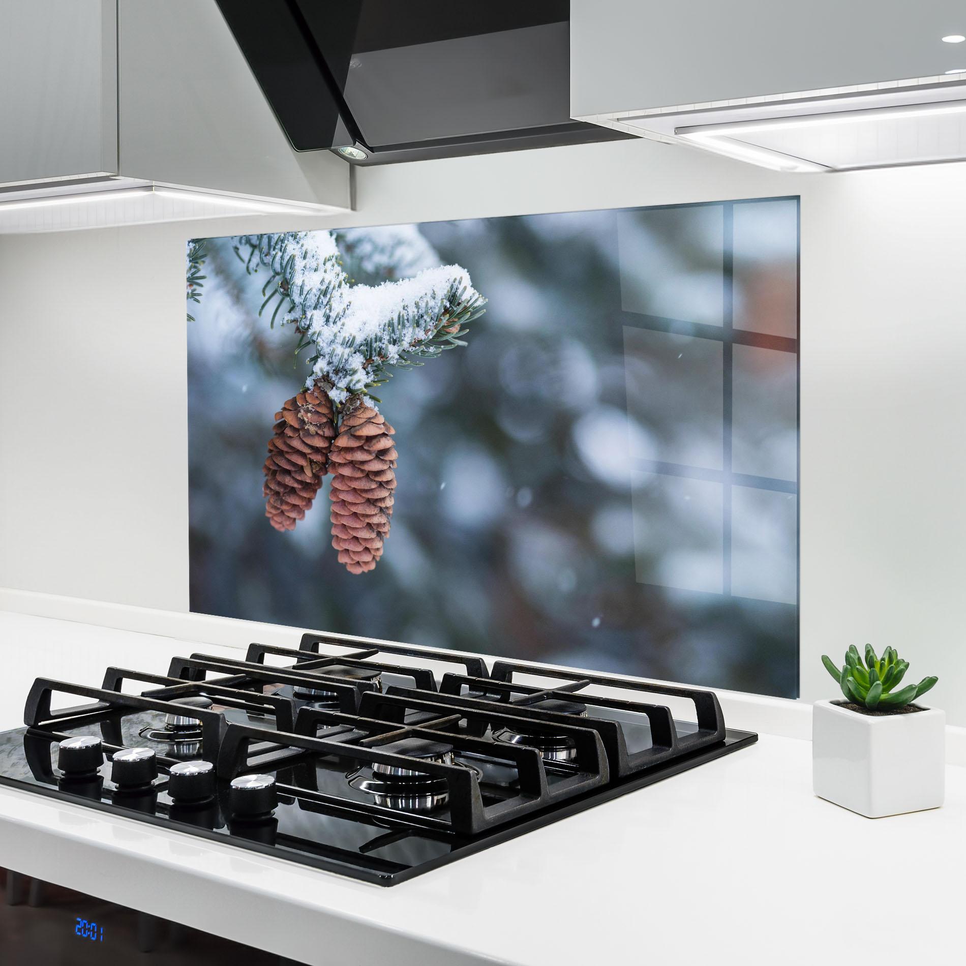 Panel Szklany do Kuchni Winter Cones mockup 6
