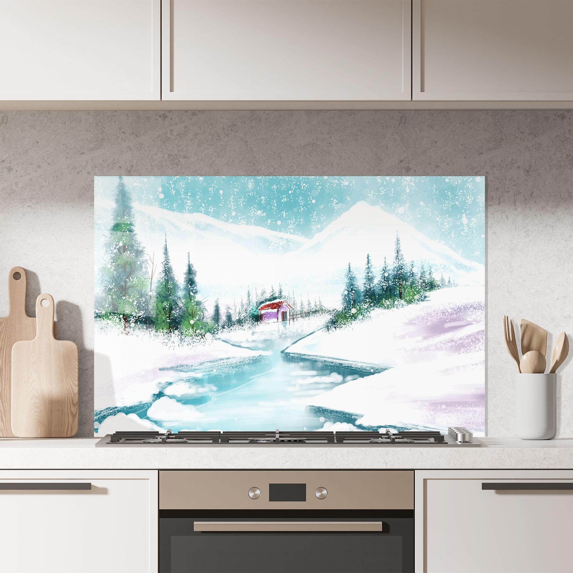 Panel Szklany do Kuchni Purple House Winter mockup 7